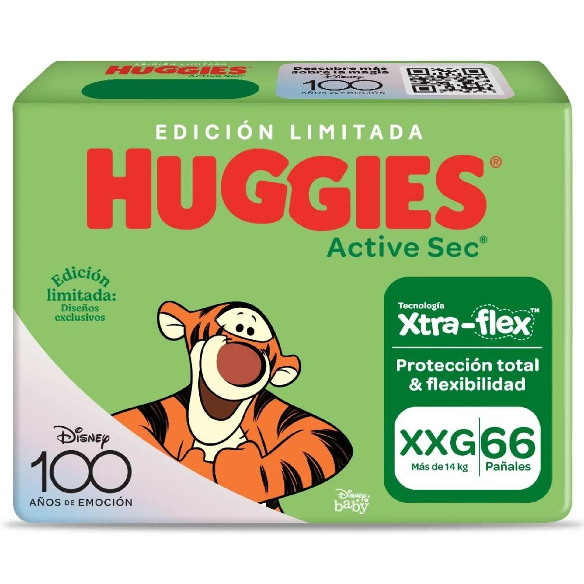 Pañal Huggies Active Sec Xtra-Flex Talla XXG - Bolsa 66