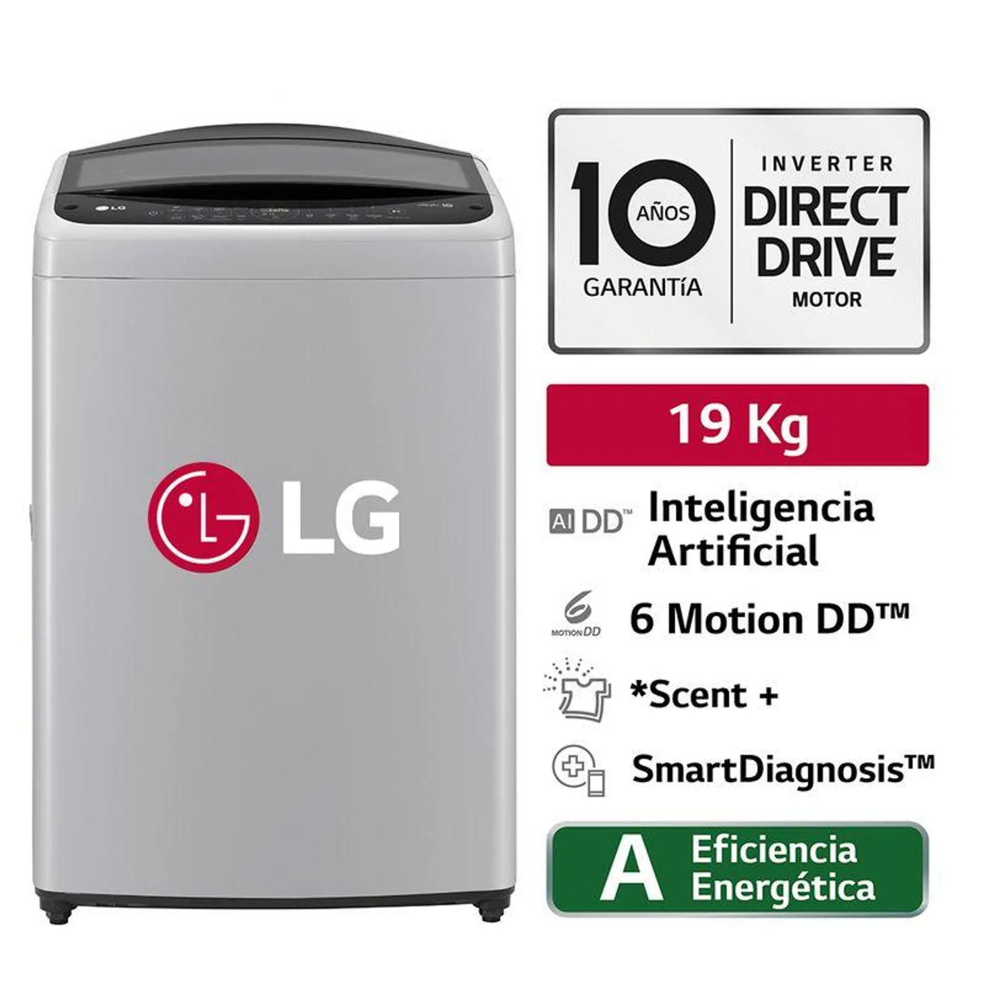 Lavadora Carga Superior LG WT19DV6 19kg AI DD Gris