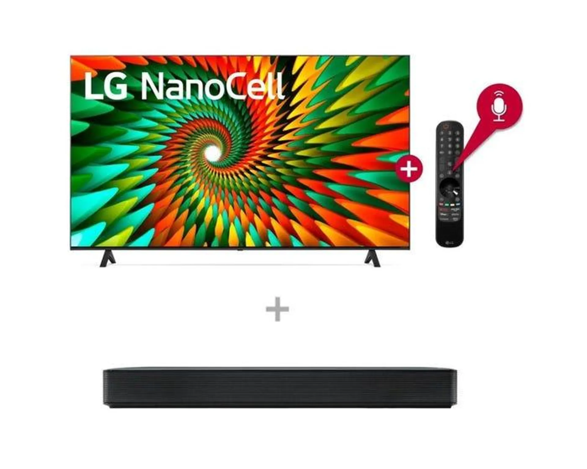 Televisor LG LED NanoCell 4K ThinQ AI Smart 65" 65NANO77SRA + Soundbar LG 2.0 Canales SK1