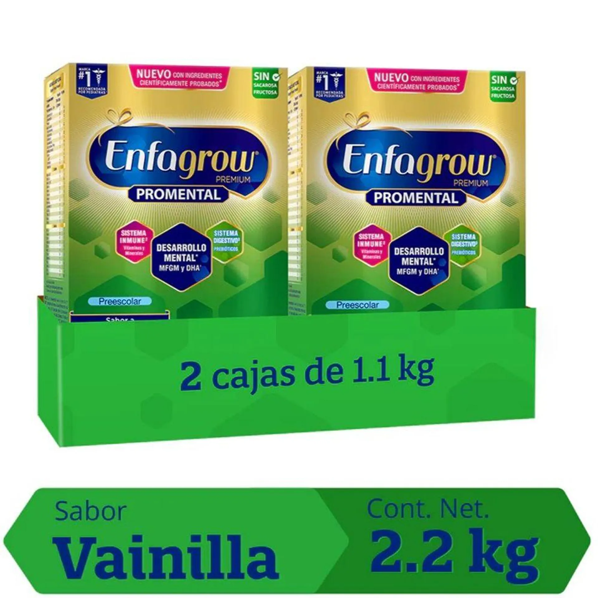 Pack Alimento en Polvo ENFAGROW Promental Preescolar Sabor a Vainilla Caja 1.1Kg x 2un