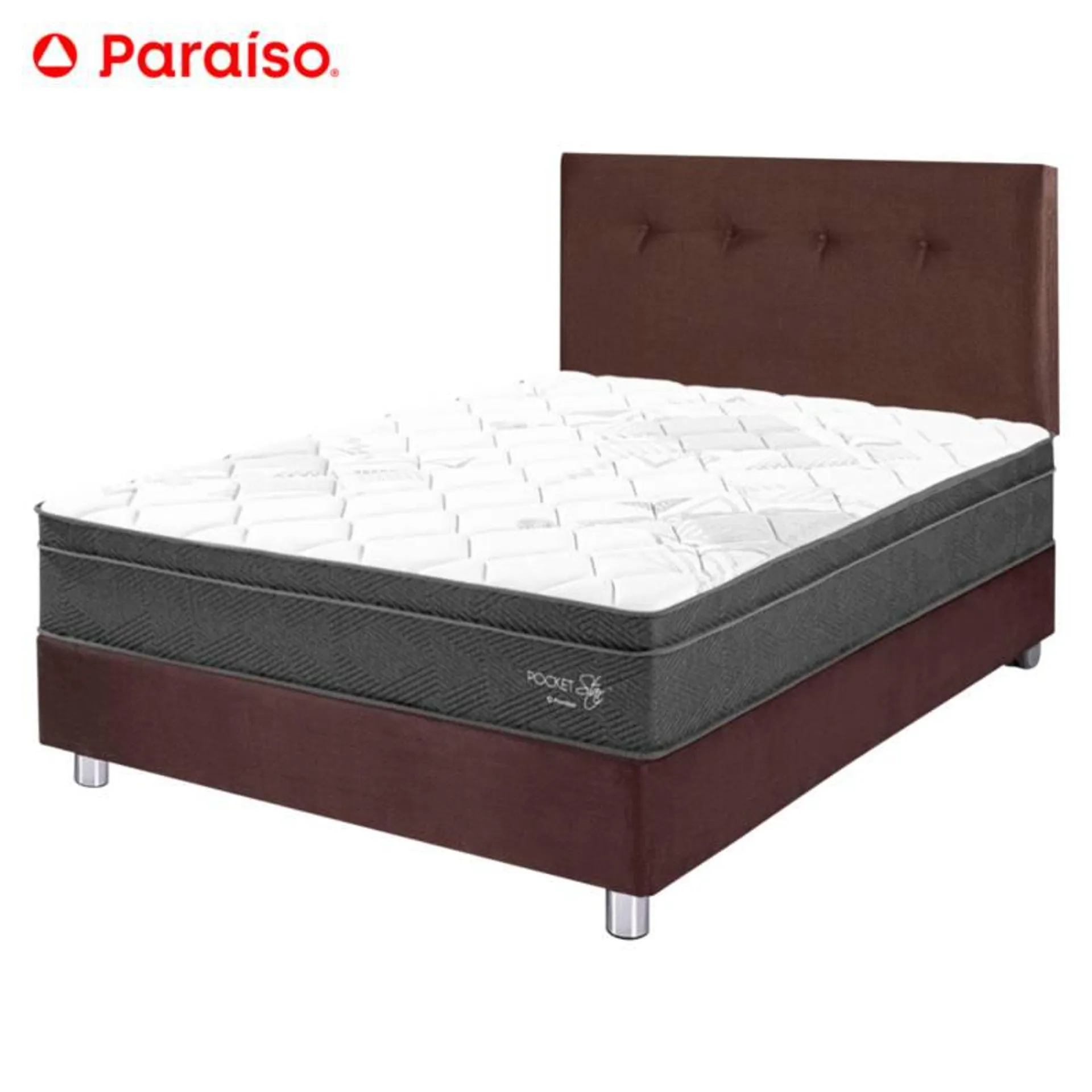 Dormitorio Pocket Star 1.5 Plazas Chocolate + Almohada + Protector