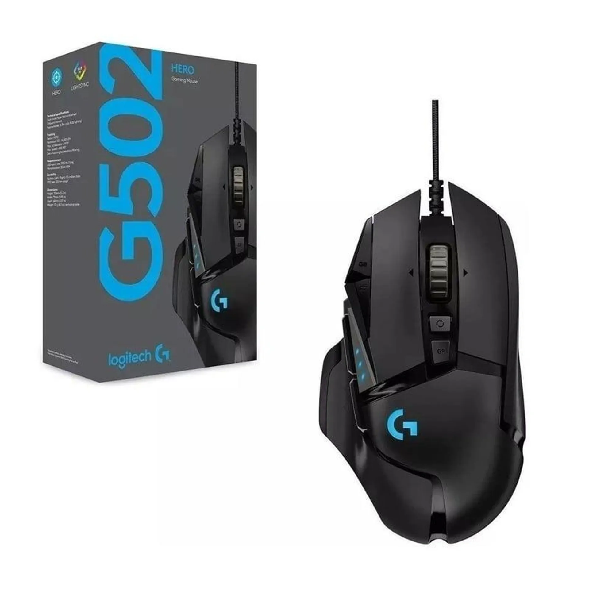 Mouse juegos deportes electrónicos cable Logitech G502 HERO-Negro