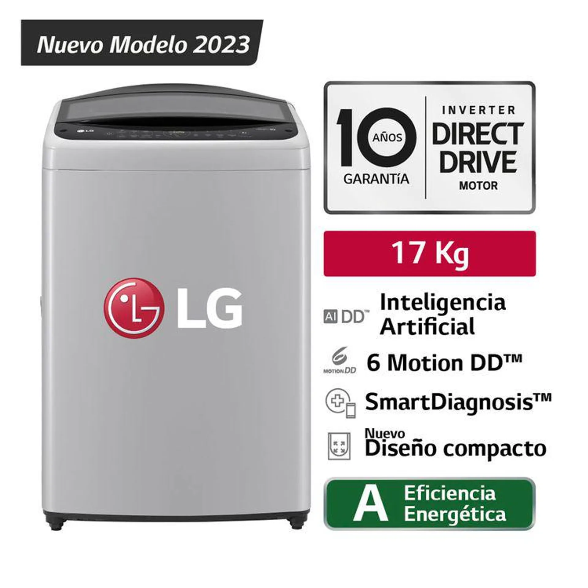 Lavadora Carga Superior LG WT17DV6 17kg AI DD Gris