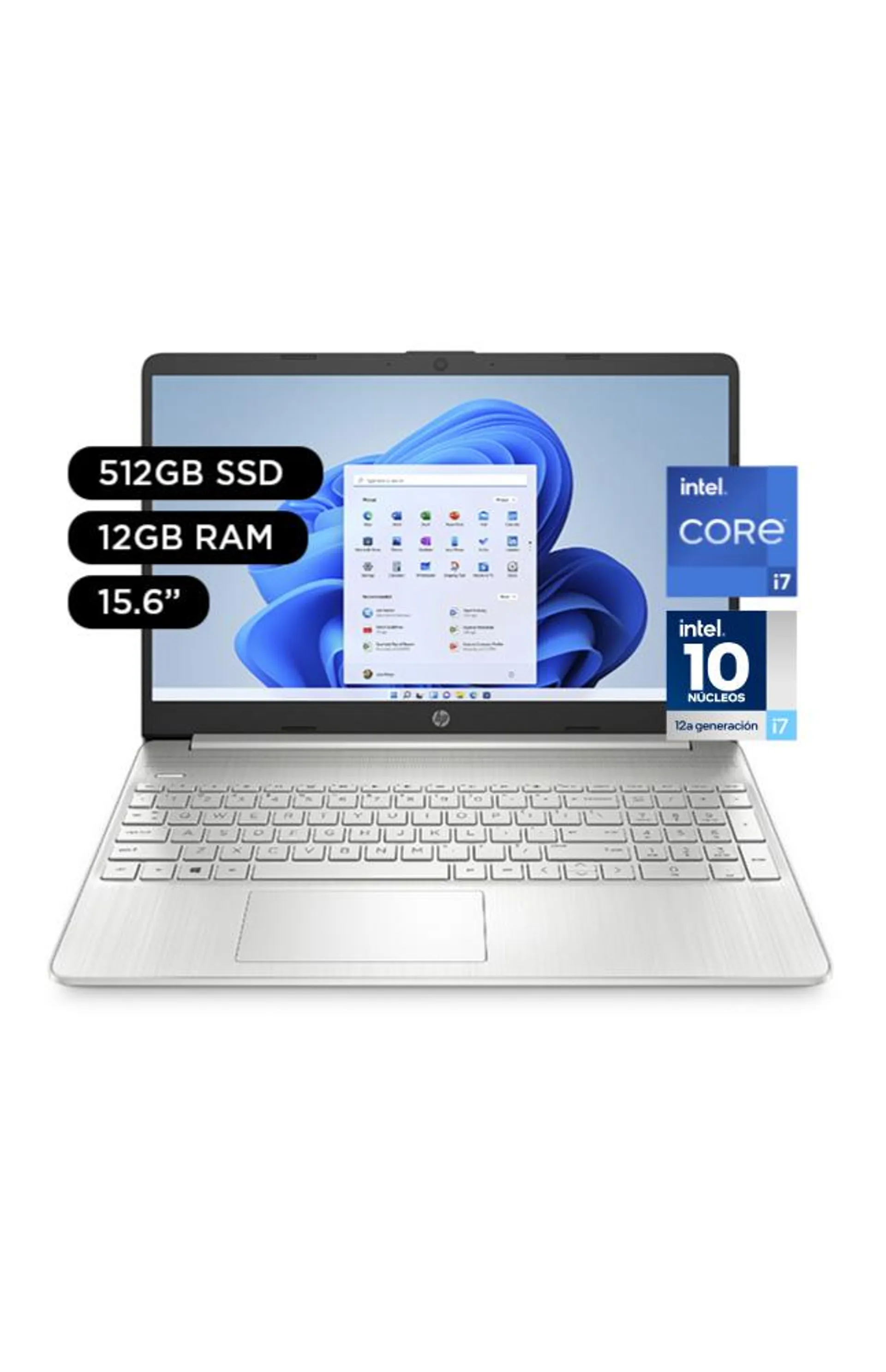 Laptop HP 15.6" Windows 11 Intel Core i7 12a Gen 10 Núcleos 12GB 512GB SSD 15-DY5010LA