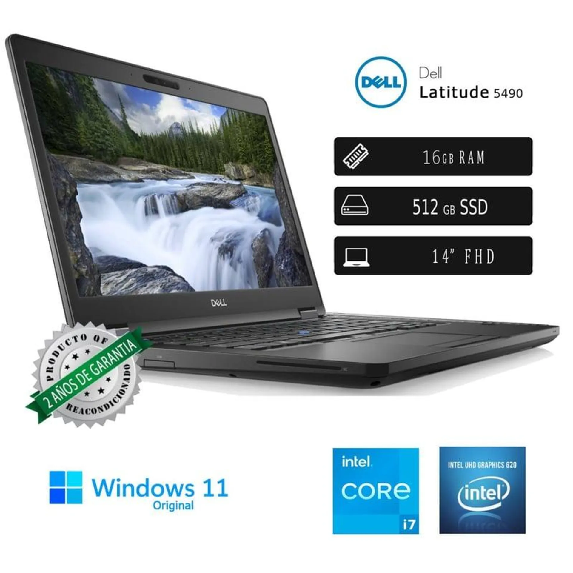 Laptop Empresarial Dell Latitude 5490 Core i7 8650U 16GB RAM 512GB SSD - Reacondicionado