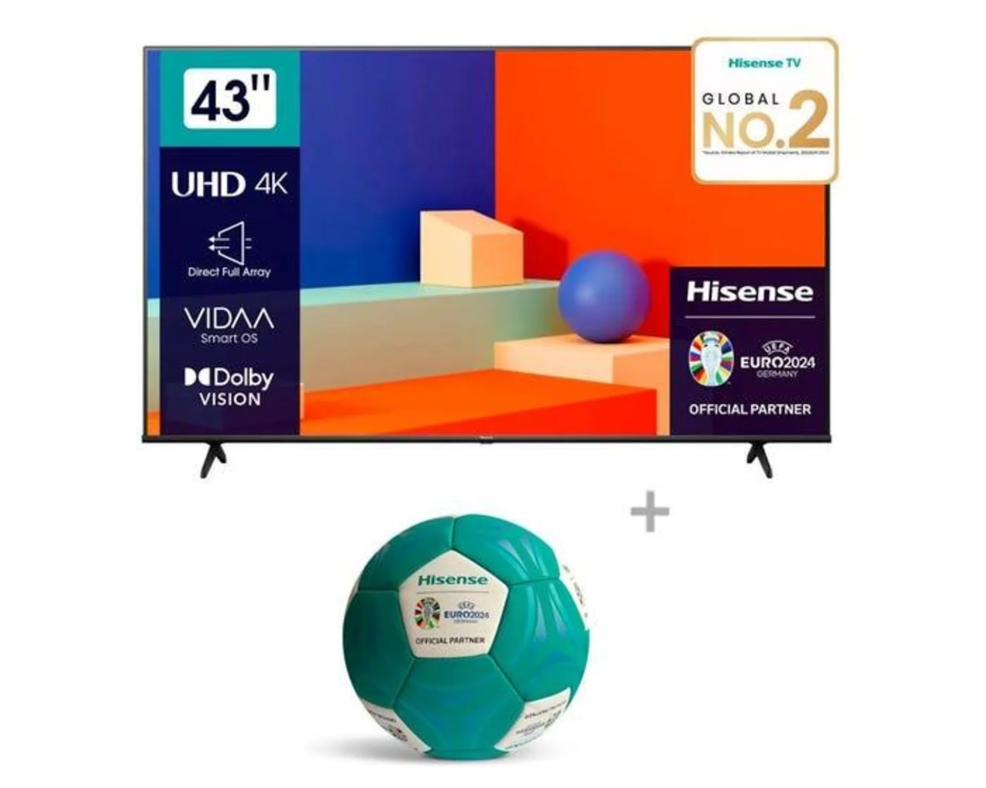 Televisor Hisense Smart TV 43" LED 4K UHD 43A6K + PELOTA HISENSE - EURO 2024