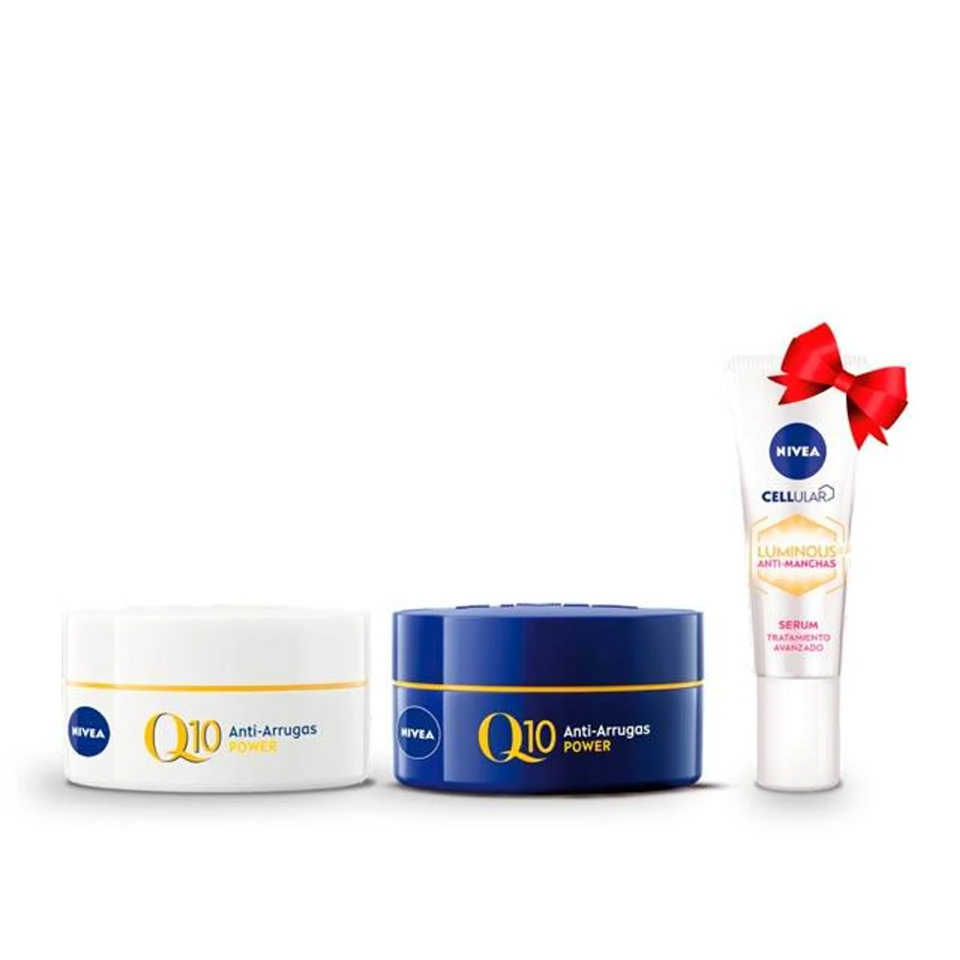 Pack Crema Facial Q10 Noche Nivea + Crema Facial Q10 Día + Producto Promocional Mini Serum Luminous