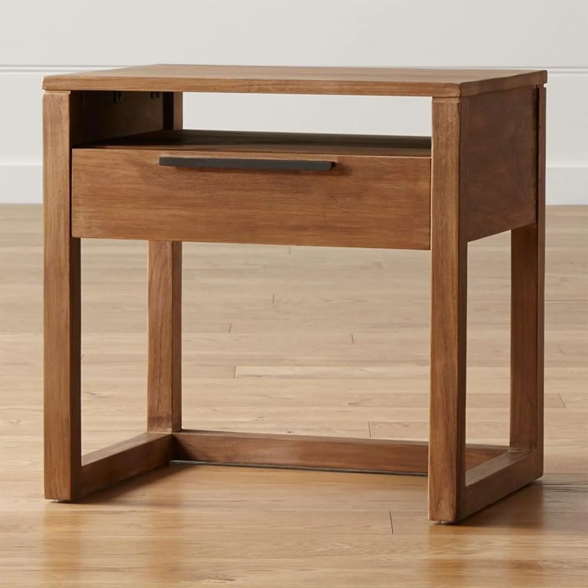 Mesa de Noche Linea de Madera de Teca 1 Cajón