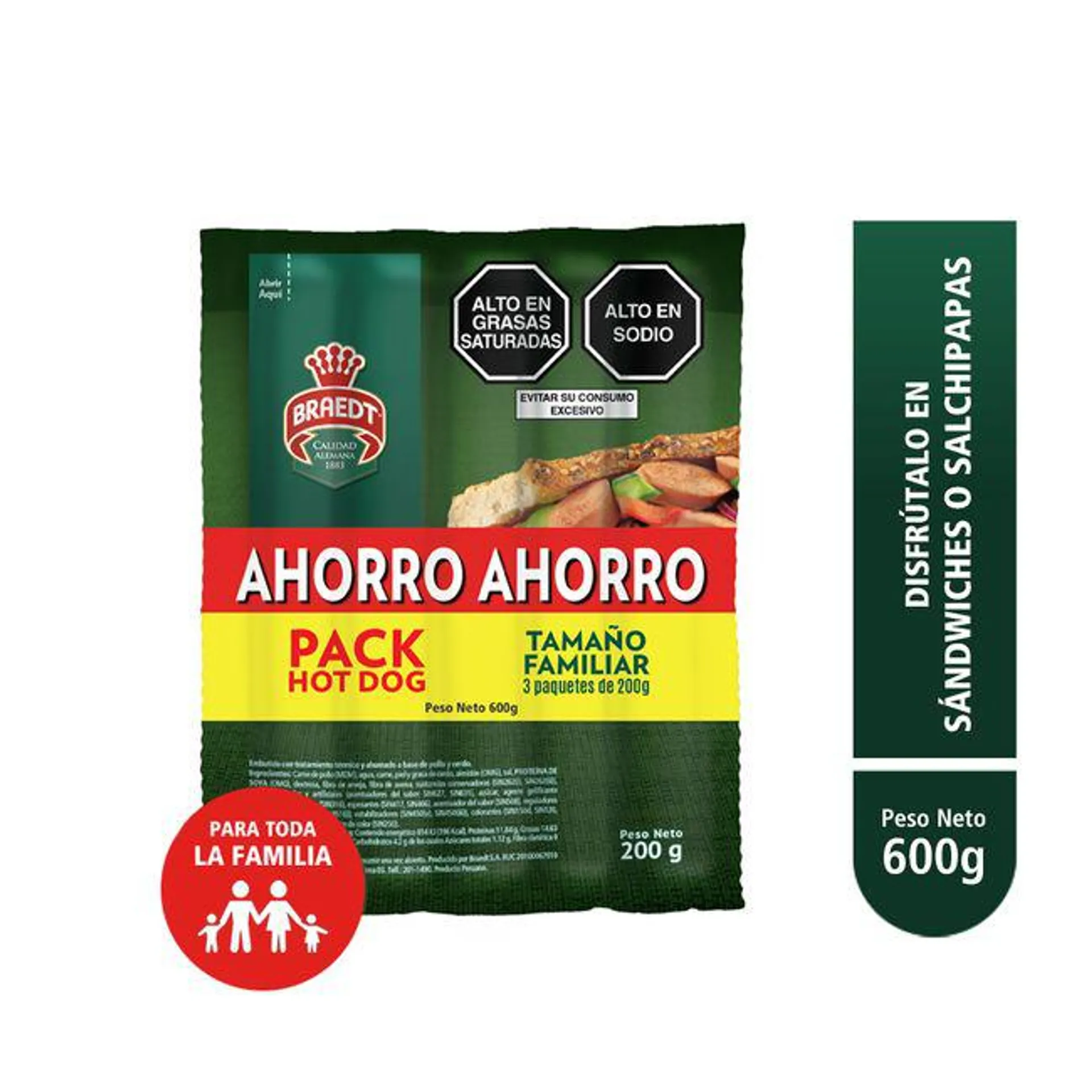 Pack Hot Dog BRAEDT Paquete 600g