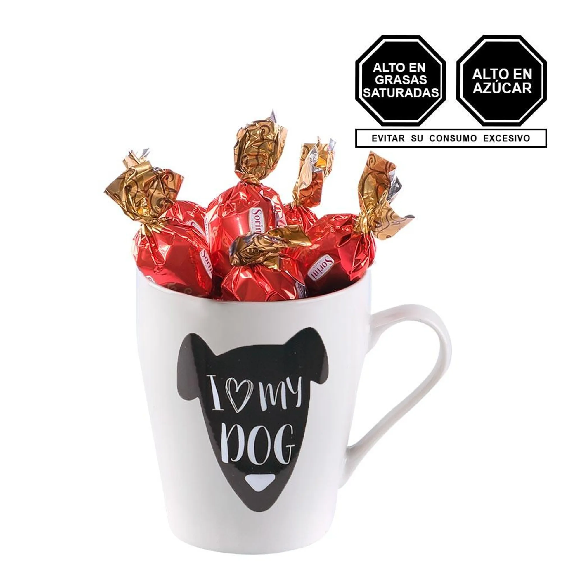 Taza Dog Petlover con Chocolates Sorini