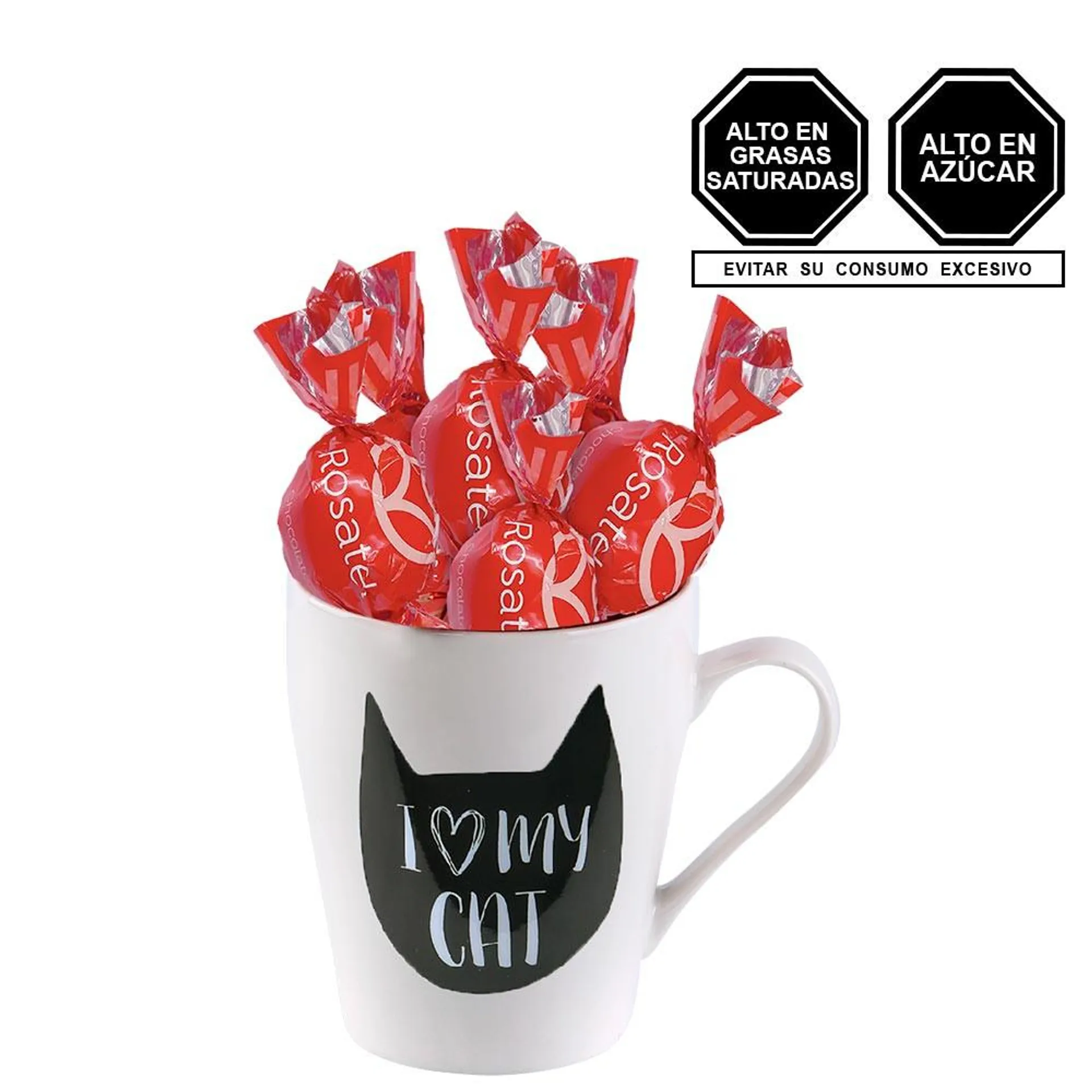 Taza Cat Petlover con Chocolates Cacaosuyo