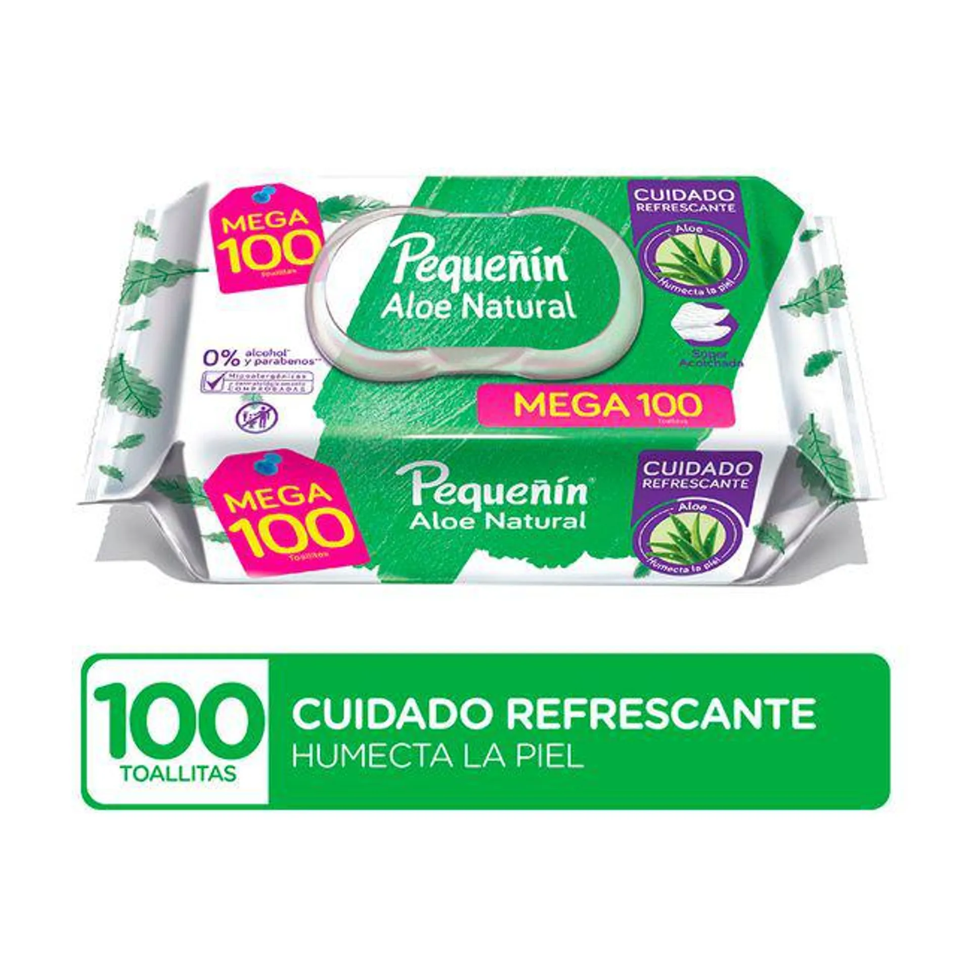 Toallitas Húmedas para Bebé PEQUEÑÍN Aloe Natural Paquete 100un