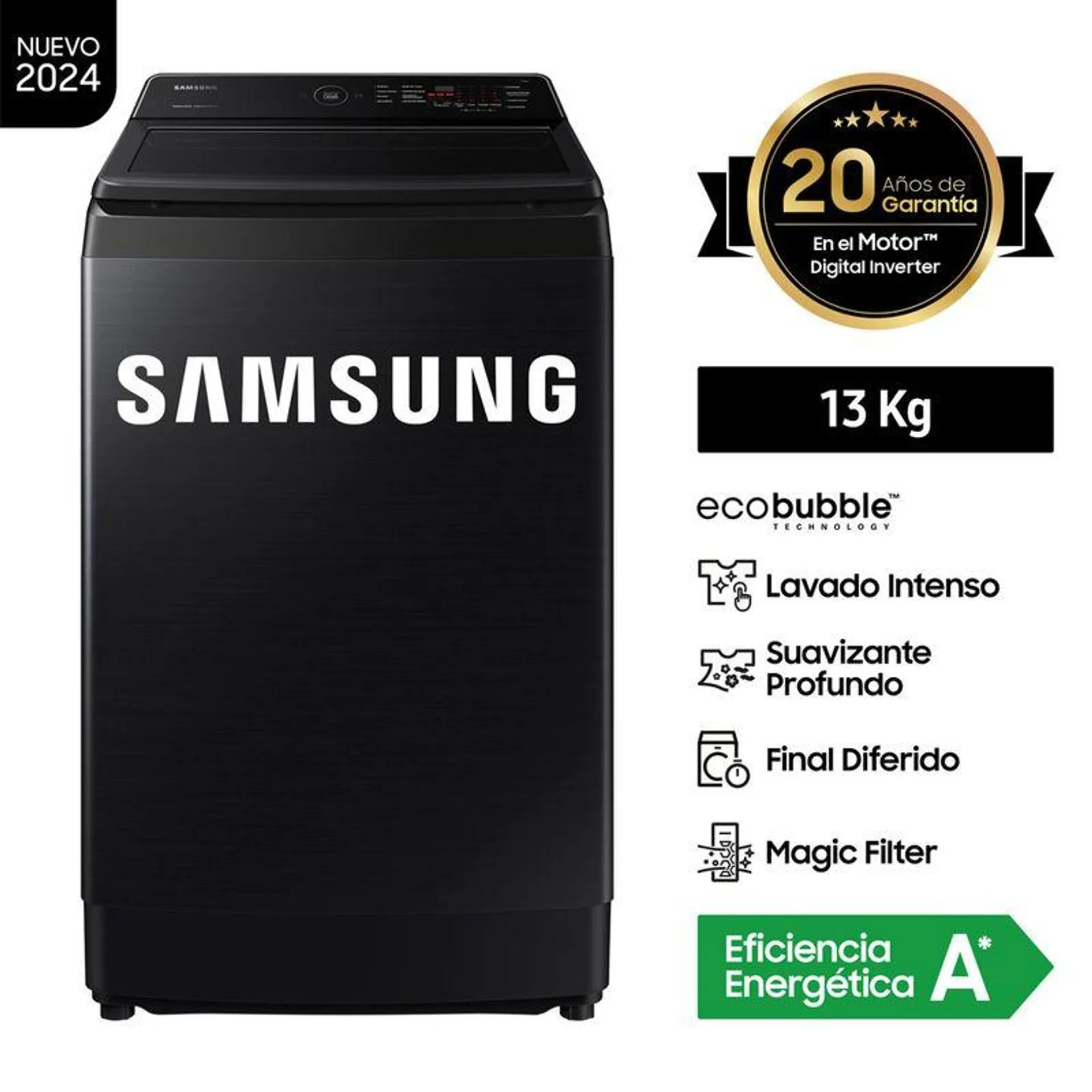 Lavadora Samsung Wa13Cg5441Bvpe 13Kg Negro