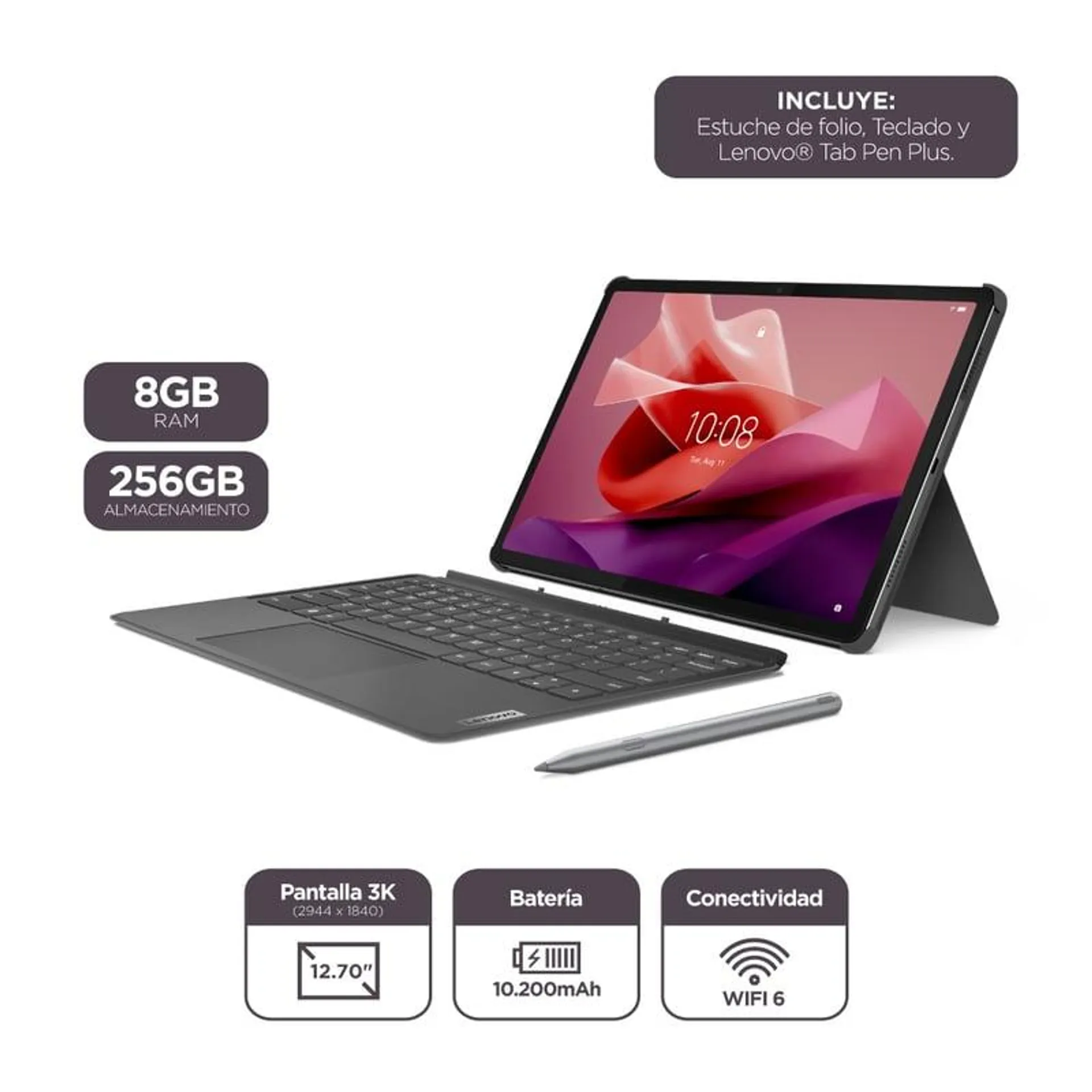 Tablet P12 8GB 256GB Wifi6 Case 12.7" + Teclado + Pen