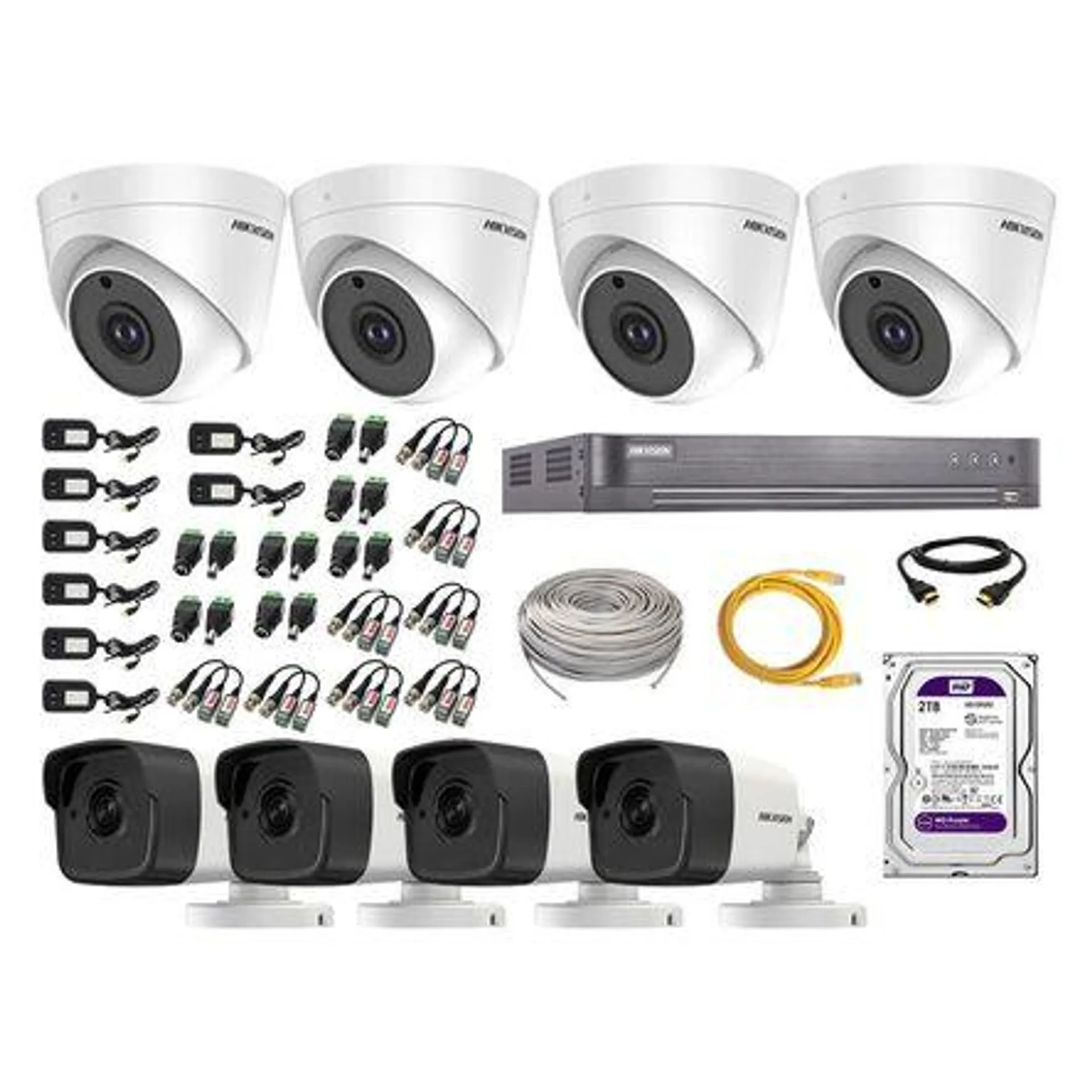 Kit 8 Cámaras de Seguridad Hikvision 5Mp 4 Cámaras Audio Incorporado Hdmi