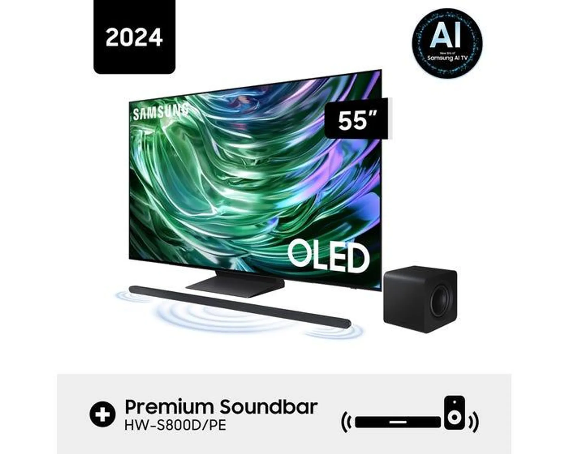 Televisor Samsung Smart TV 55" OLED 4K QN55S90DAGXPE + Soundbar Samsung HW-S800B/PE