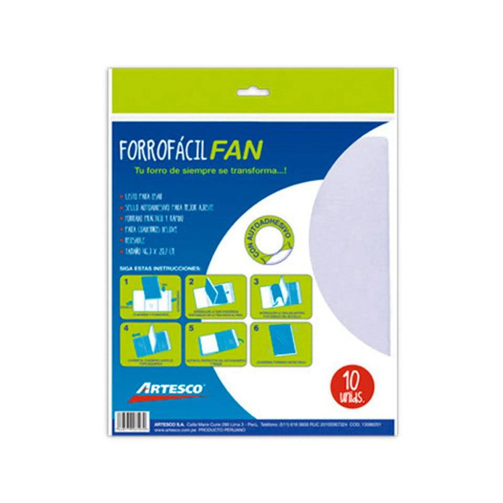 Forro Artesco P/Cuaderno Fan A4 (X10) Transparente