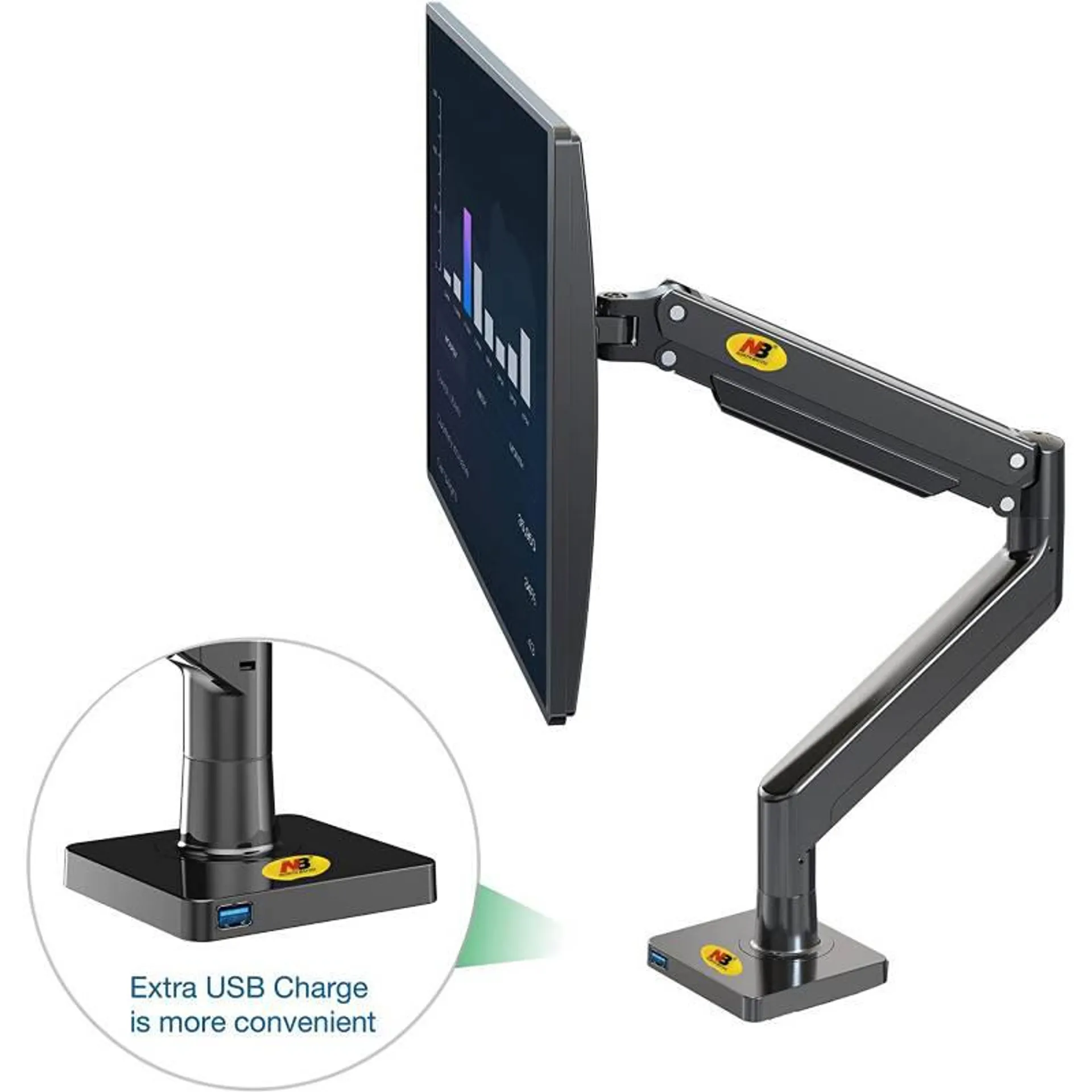 Rack Soporte Flexi-Hidráulico Para Monitores 22 A 40 Nb G40 USB 3.0