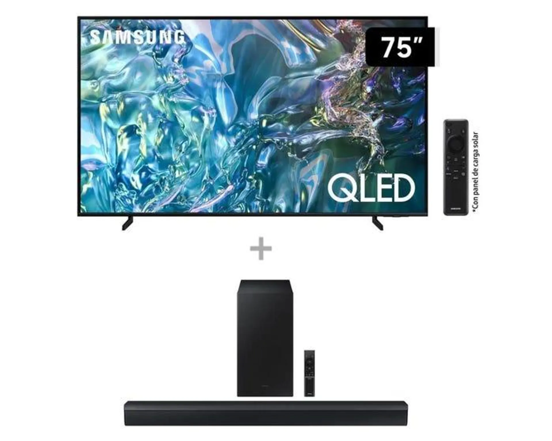 Televisor Samsung Smart TV 75" 4K QLED QN75Q60DAGXPE + Soundbar Samsung Bluetooth 2.1 CH HW-C450/PE