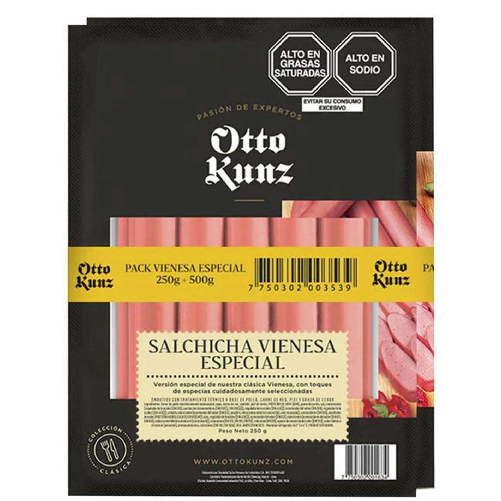 Pack Salchicha Vienesa OTTO KUNZ Paquete 250g + Paquete 500g