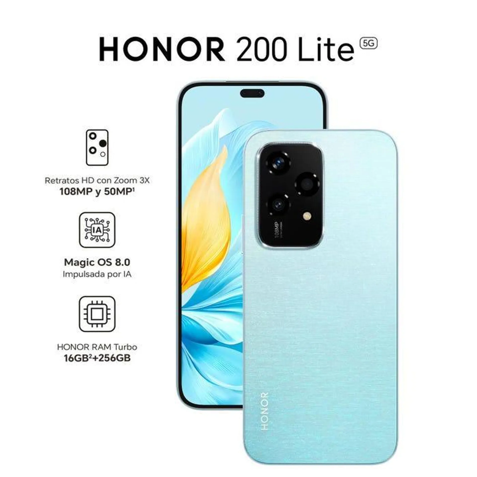 Celular Honor 200 Lite 256GB 8GB 6" Starry Blue