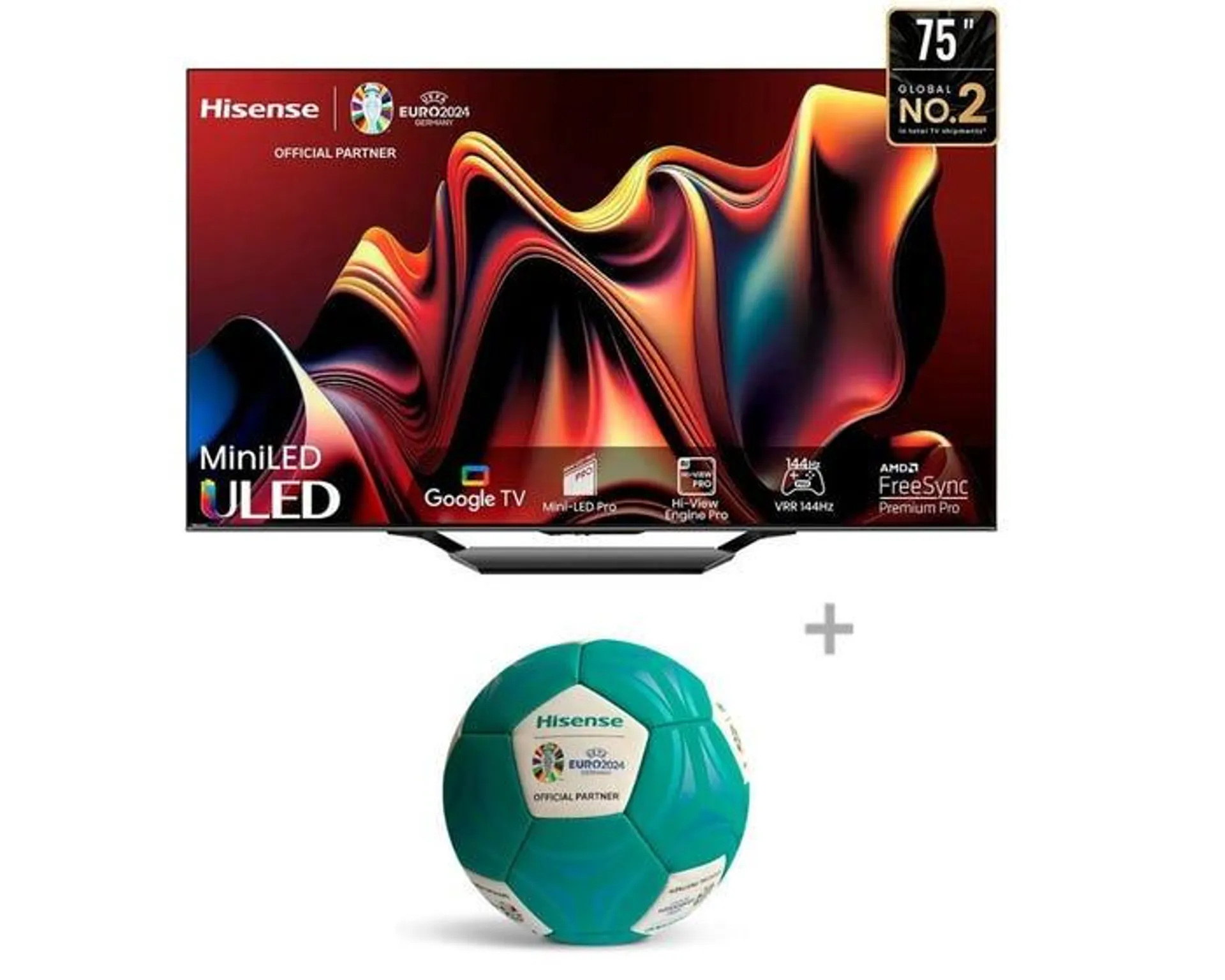 Televisor Hisense Smart TV 75" ULED 4K UHD 75U7N + PELOTA HISENSE - EURO 2024