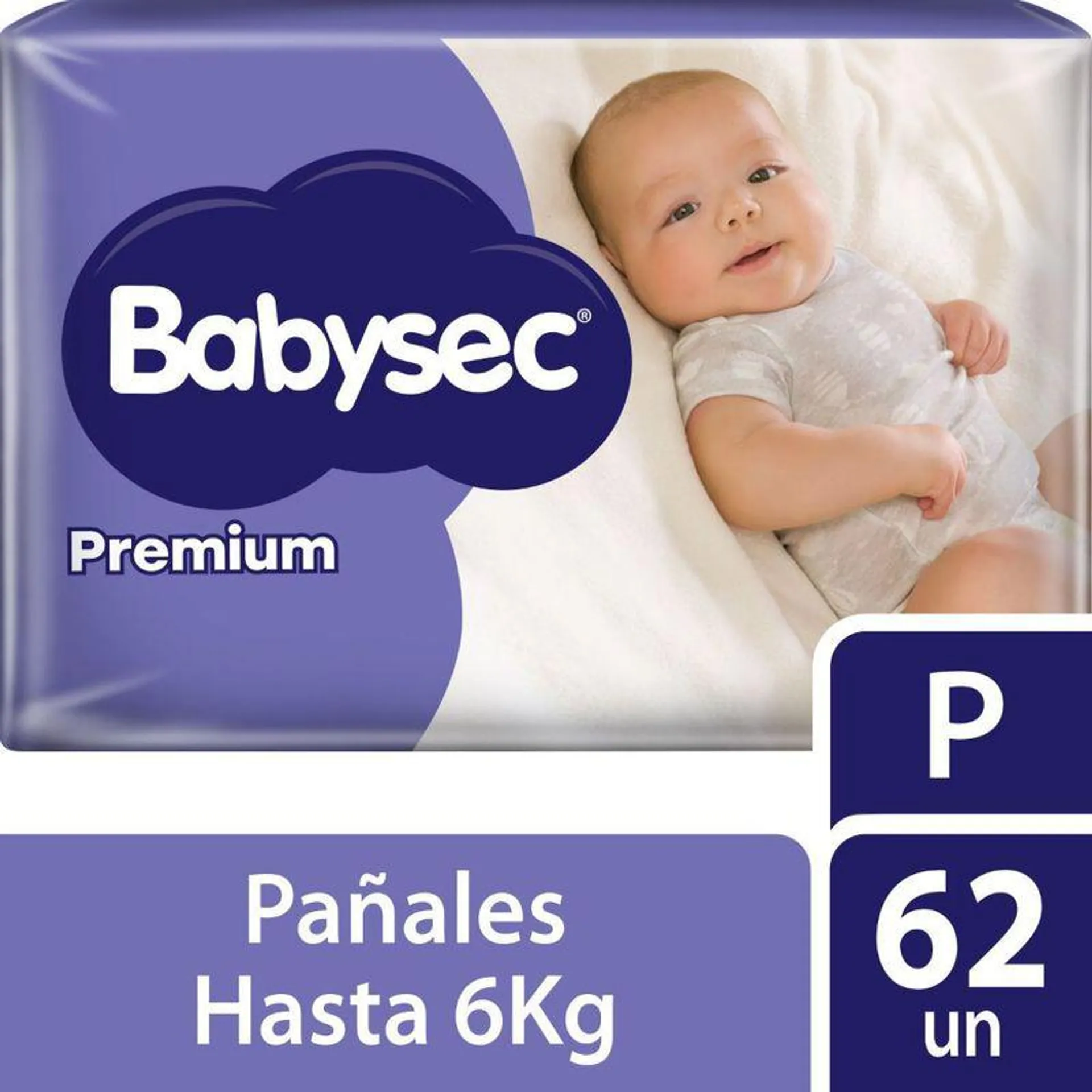 Pañales para Bebé Babysec Premium Talla P 62un