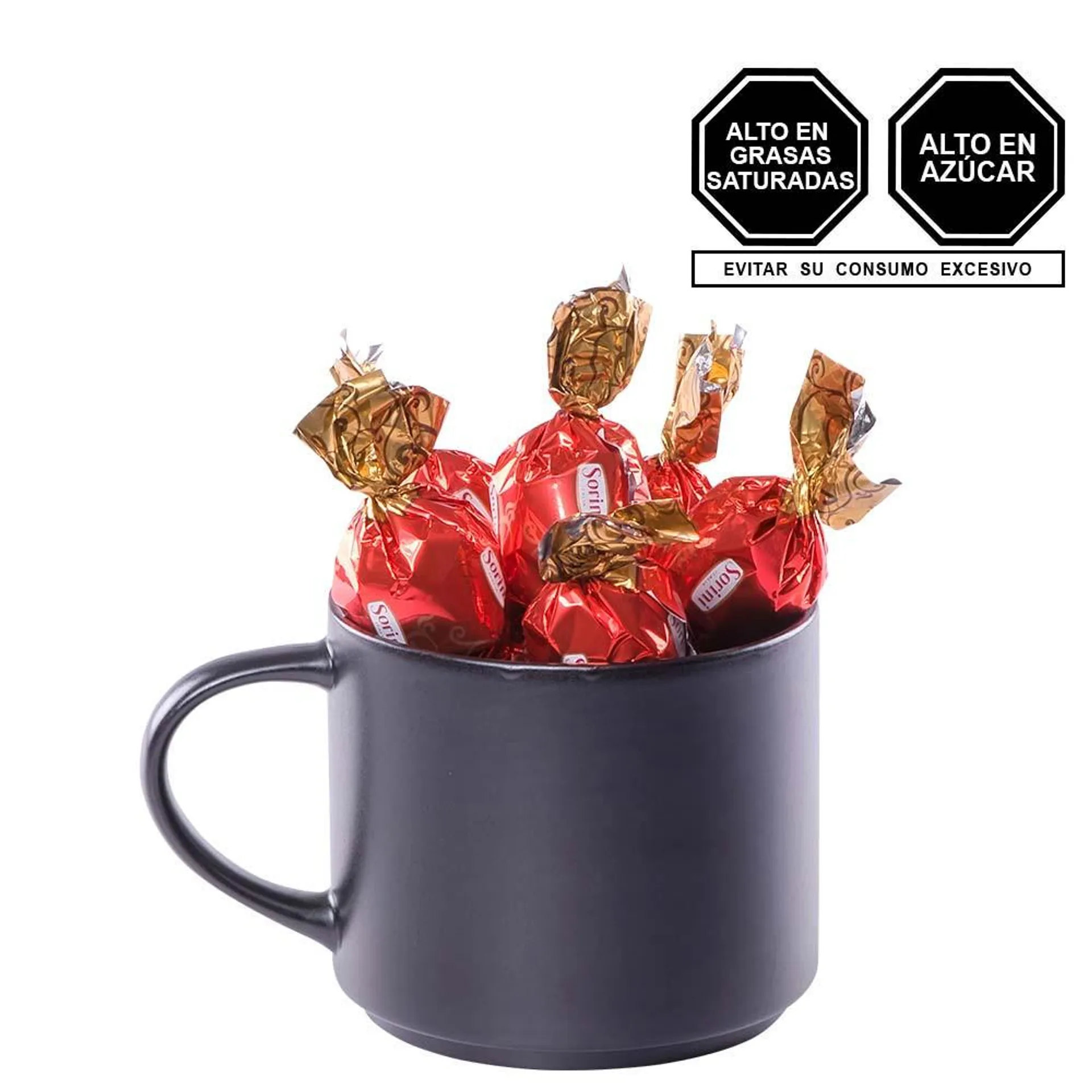 Taza Negra con Chocolates Sorini