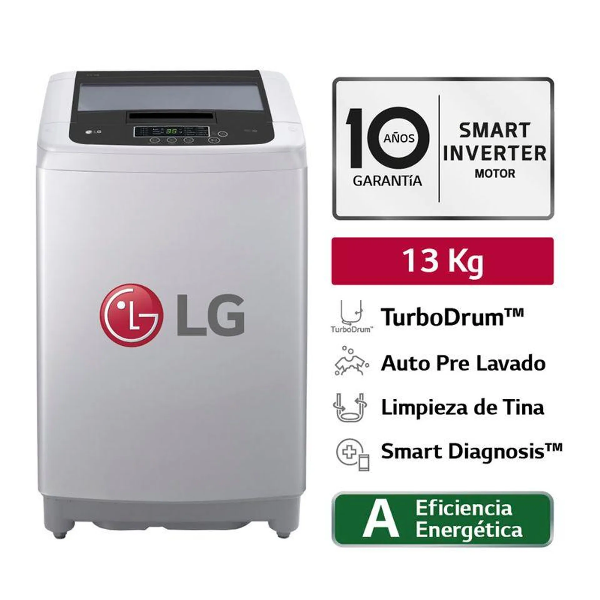 Lavadora Carga Superior LG WT13DPBK 13kg Smart Motion Gris