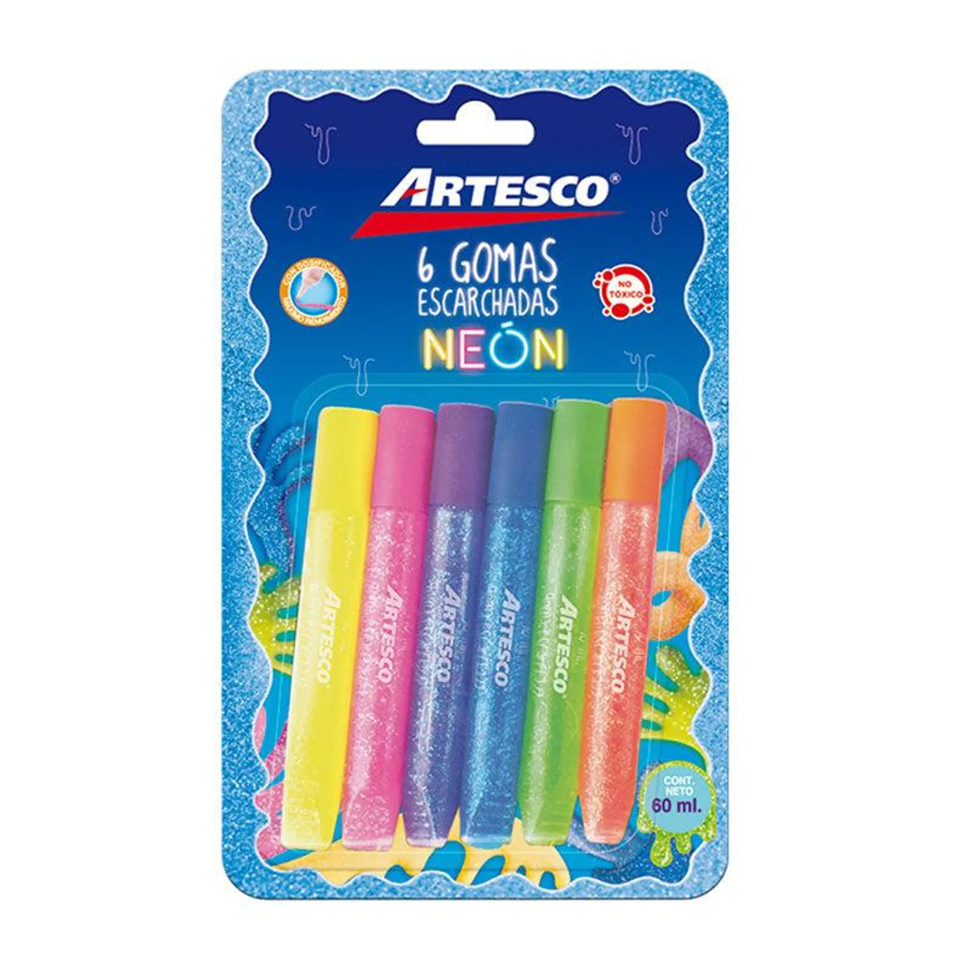 Goma Artesco Escarchada 10Ml (X6) Colores Neon