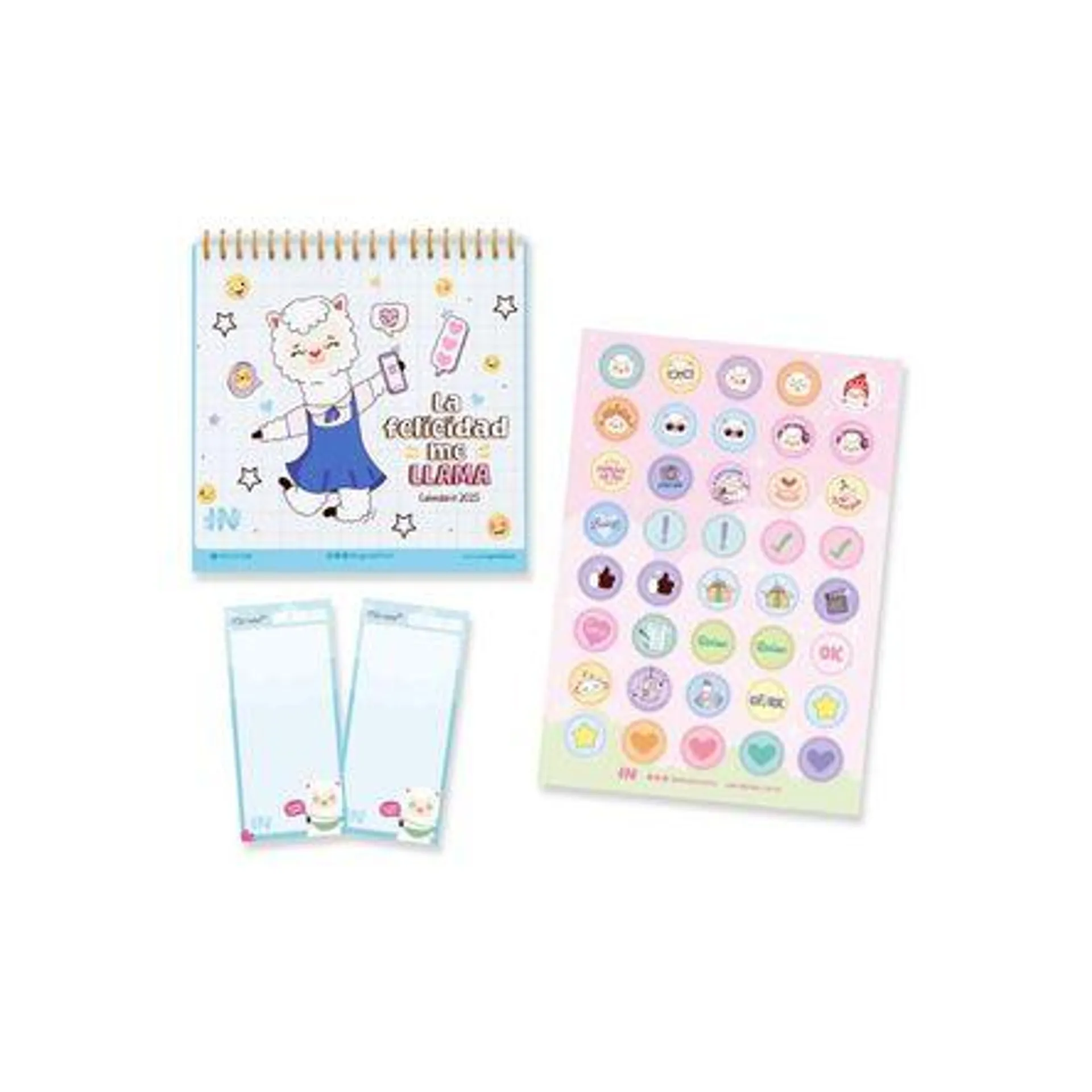 Pack Ingenial LLami Felicidad: Calendario + set de notas + stickers - PACKFELI25