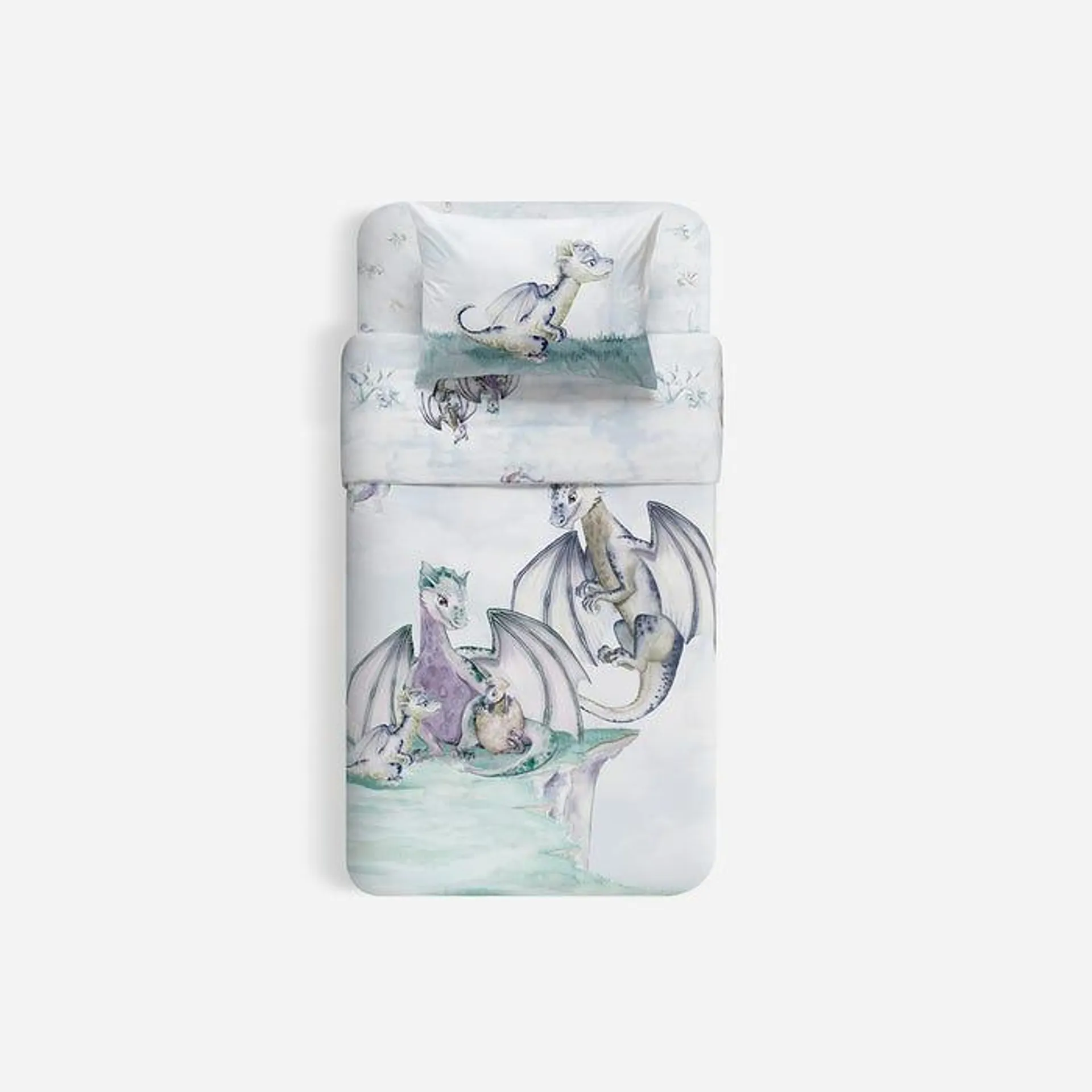 Funda Plumón Algodón Kids Reversible Dragones