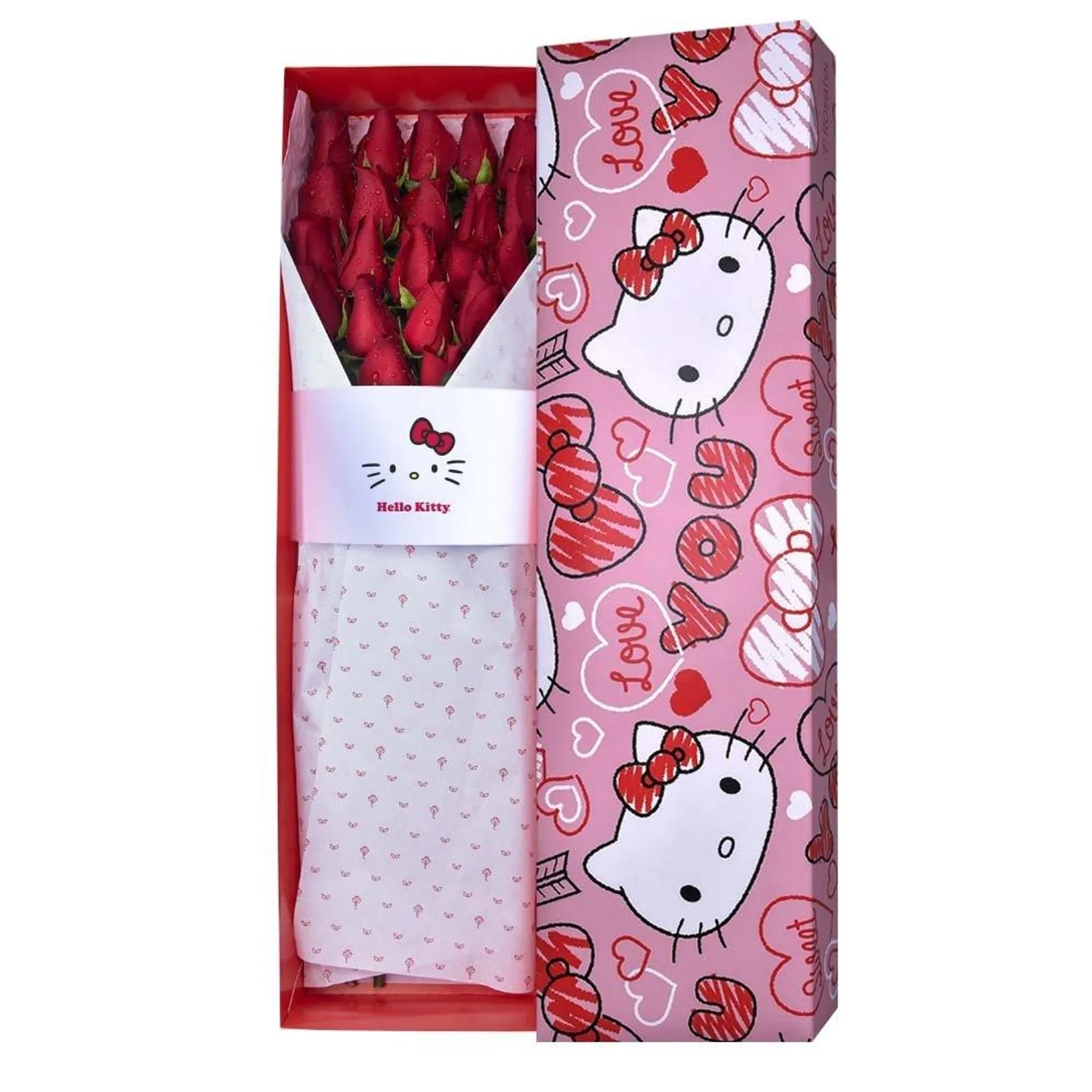 Caja Corazones Hello Kitty 24 Rosas