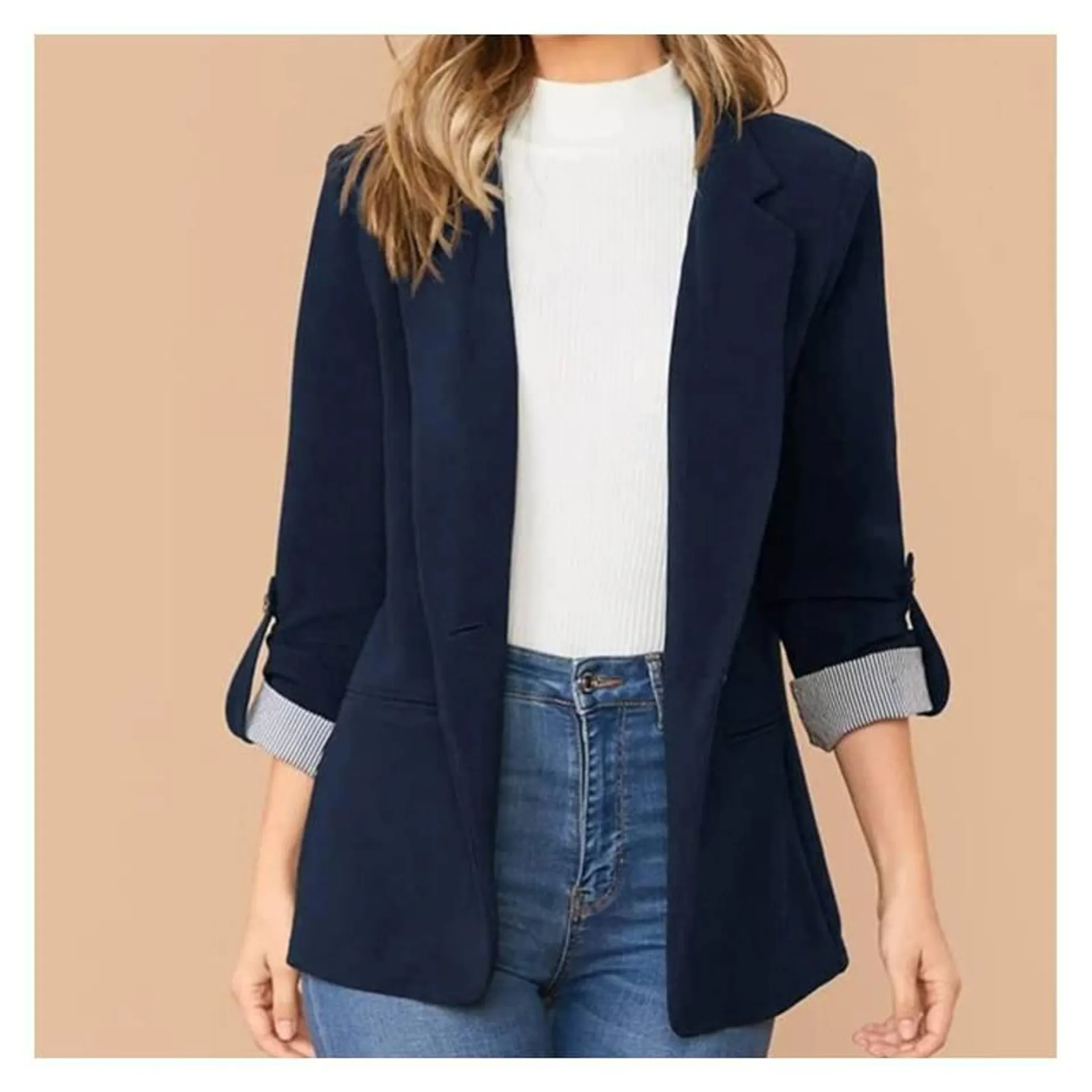 Chaqueta Blazer delgada abrigo casual para mujeres - Azul