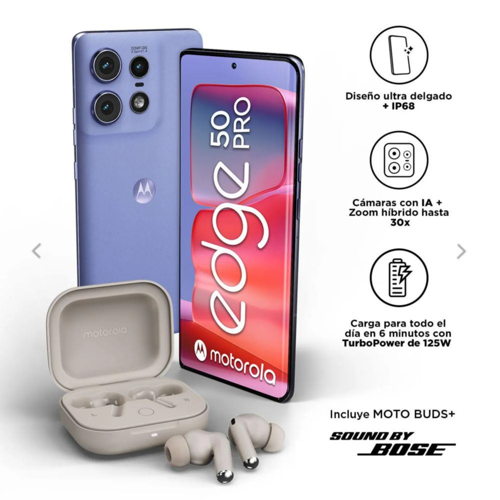 Celular Motorola EDGE 50 PRO 12GB+512GB 5G Morado + Motobuds+