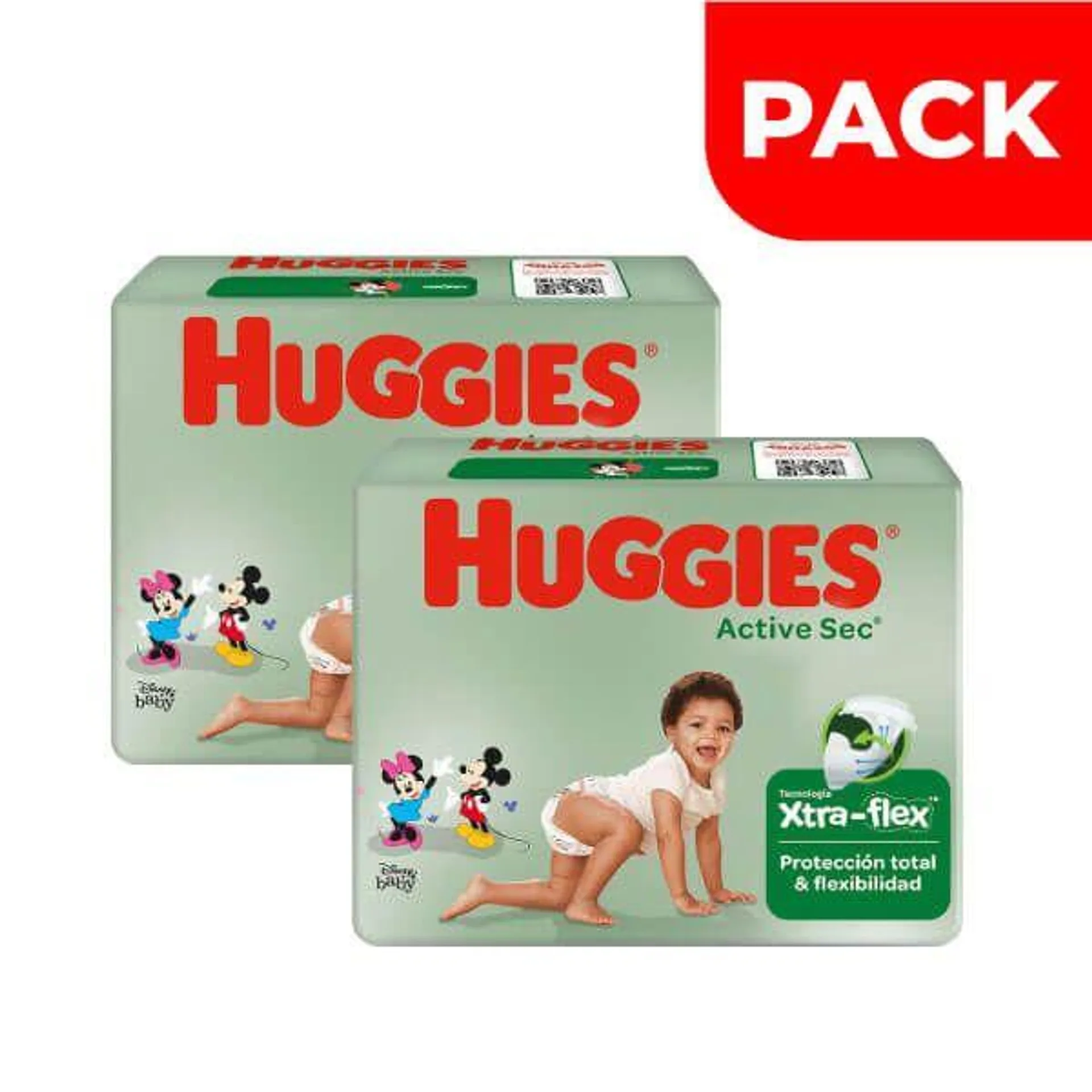 Pack x2 Pañal Huggies Active Sec Talla G - Bolsa 58 UN