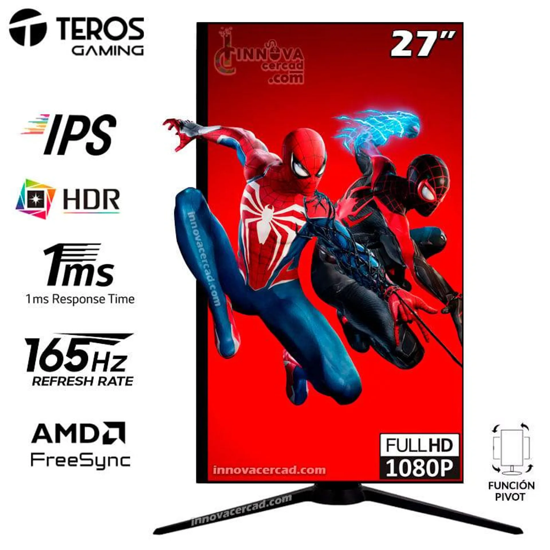 Monitor Teros Gaming 27 Full HD, IPS, 165Hz, 1Ms, AMD FreeSync Pivot