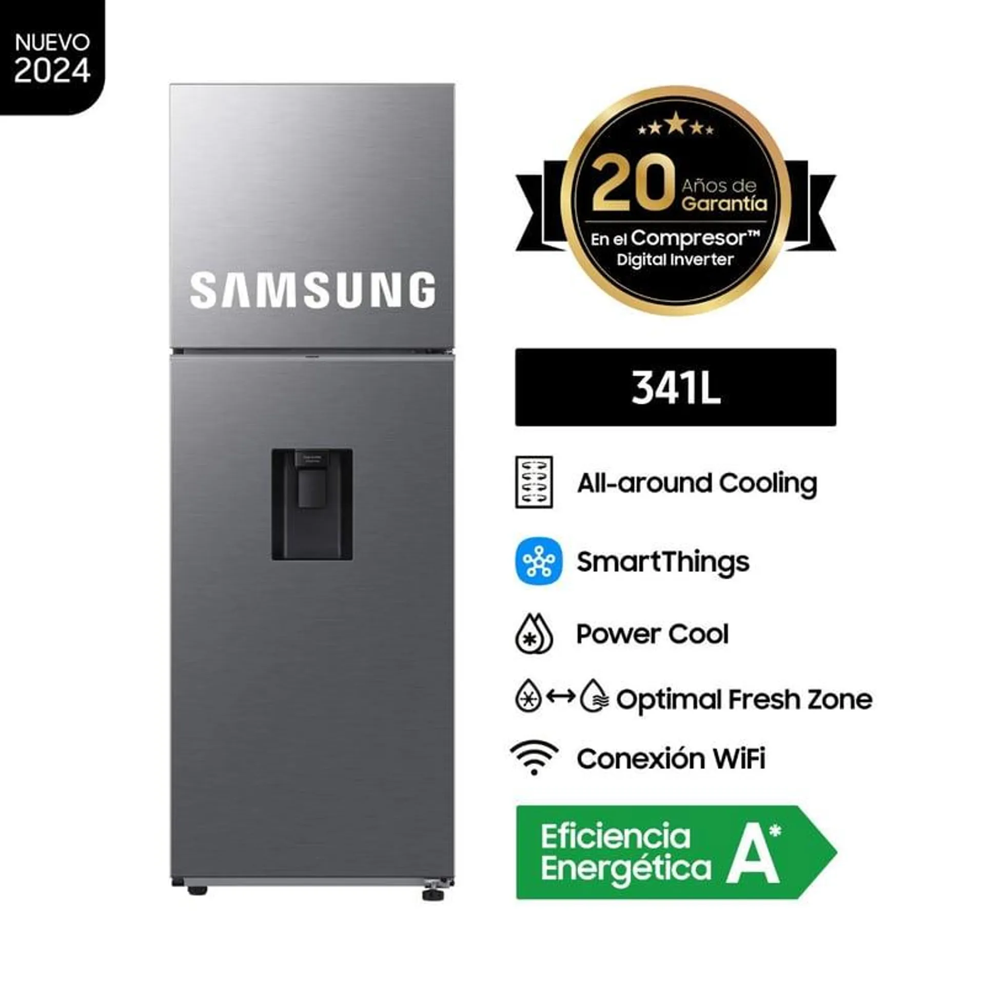 Refrigeradora Samsung Top Mount 341Lt RT35DG5720S9PE Silver