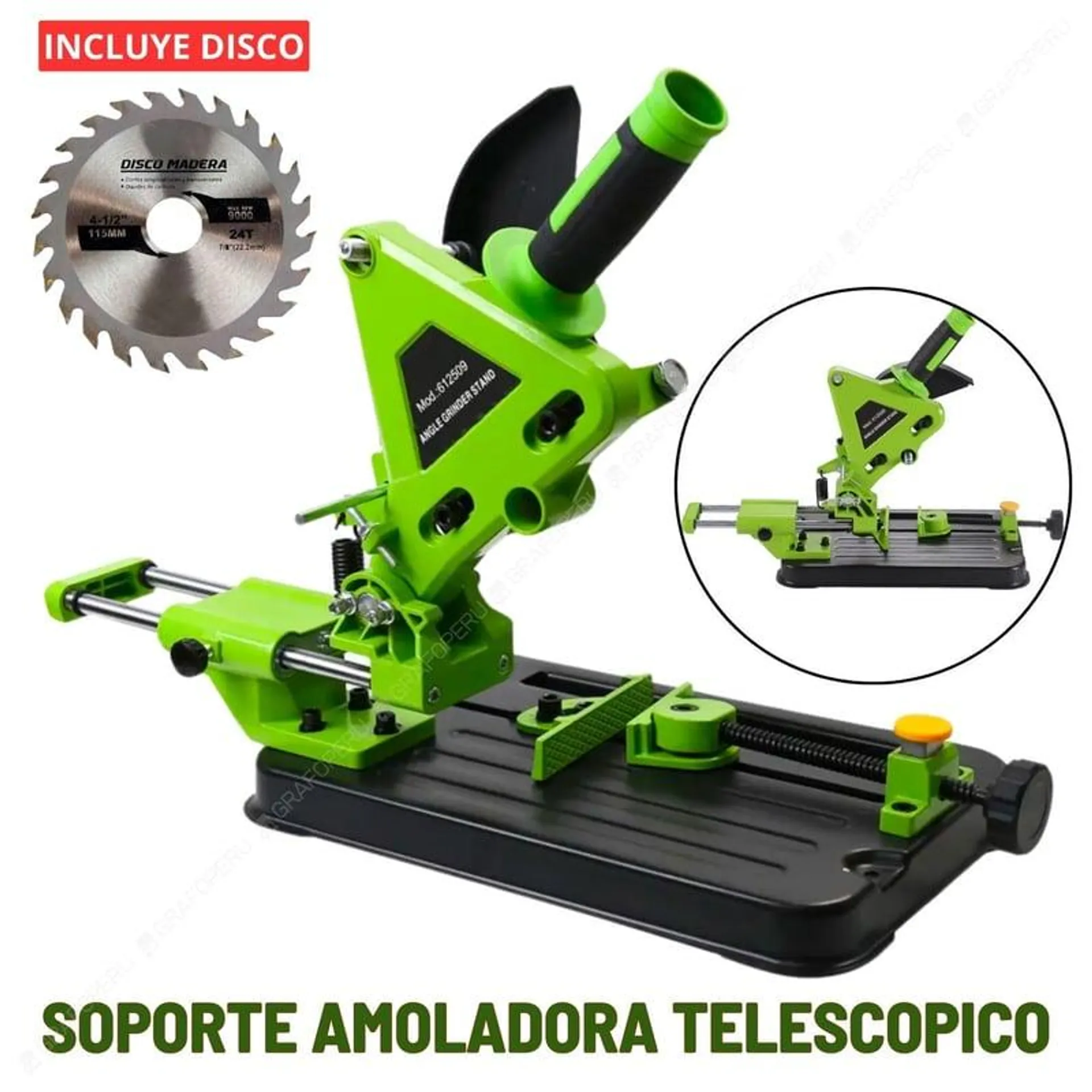 Soporte Amoladora Telescopica XTD Esmeril Incluye Disco Madera