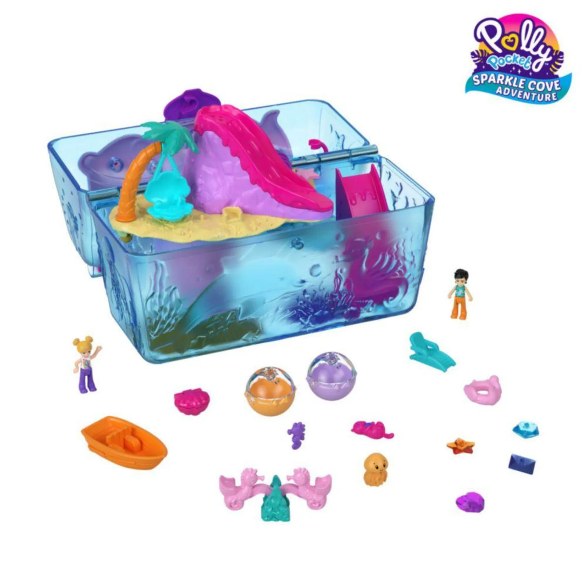 Muñeca Polly Pocket Set De Juego Bolso Baúl Bahía Mágica