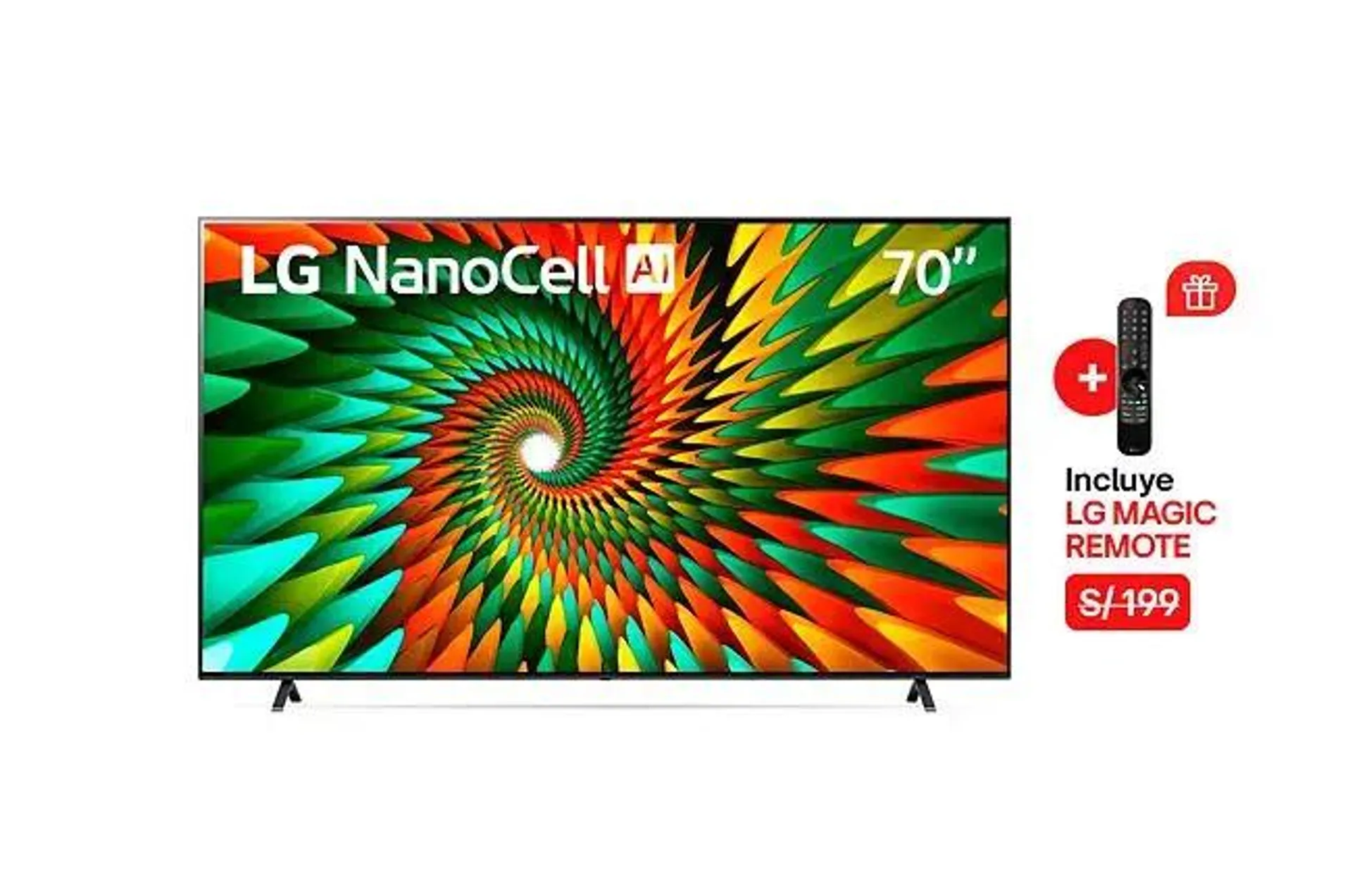 Televisor LG LED NanoCell 4K ThinQ AI Smart 70" 70NANO77SRA