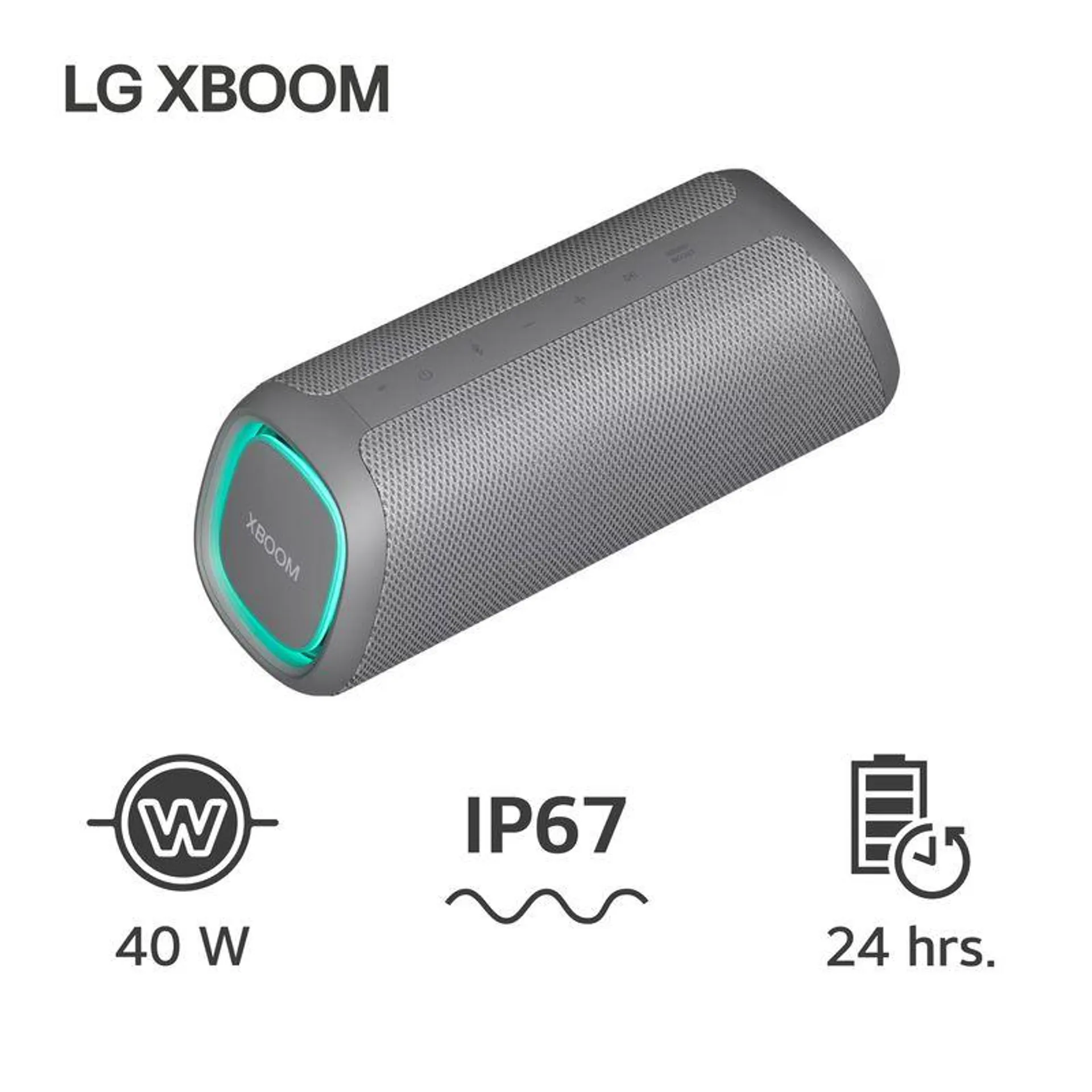 LG Parlante XBOOM Go XG7 40W Bluetooth IP67 Gris