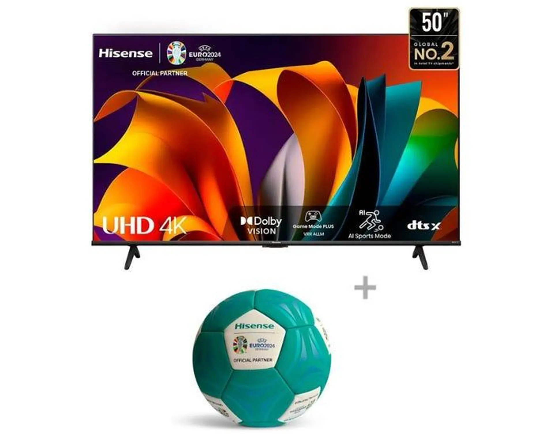 Televisor Hisense Smart TV 50" LED 4K UHD 50A6N + PELOTA HISENSE - EURO 2024