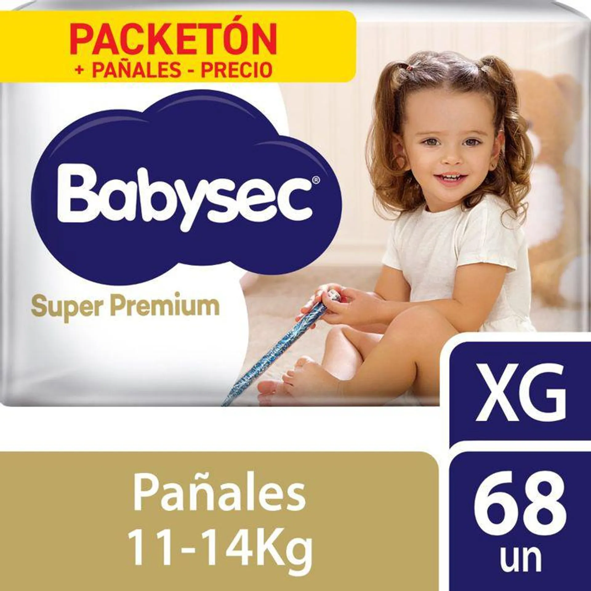 Pañales para Bebé Babysec Super Premium Talla XG 68un