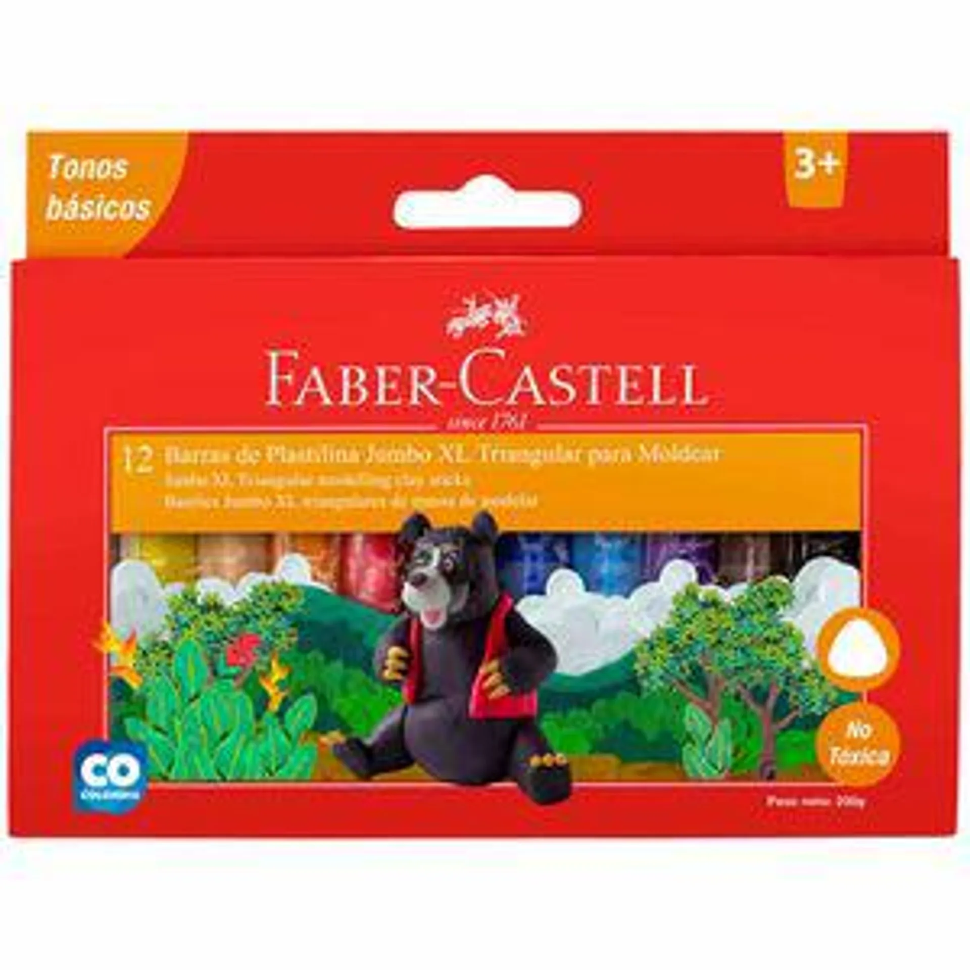 Plastilina Jumbo FABER CASTELL Triangular Básico Paquete 12un