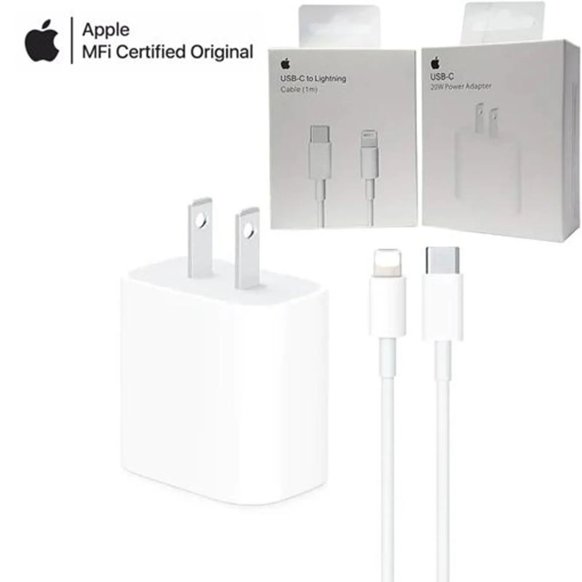 Cargador Apple De 20w + cable USB-C Para iPhone 14 13 11 y 12