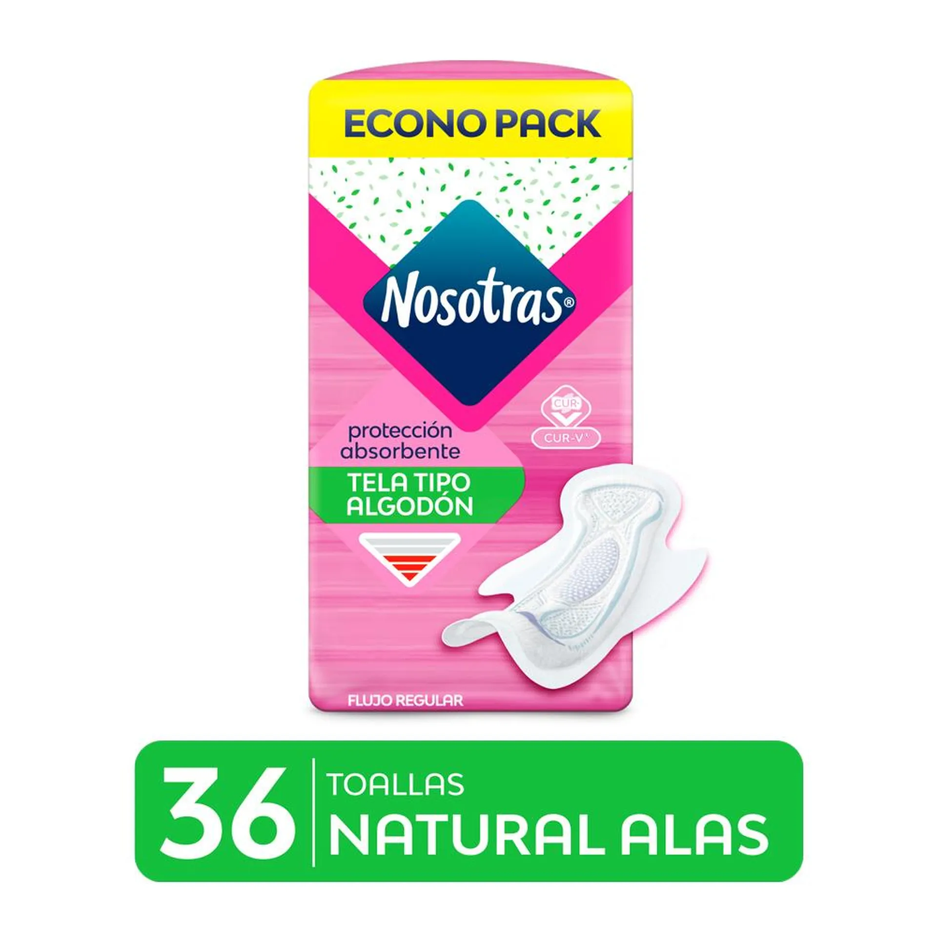 Nosotras Natural Alas Toallas Higiénicas x 36 Unidades