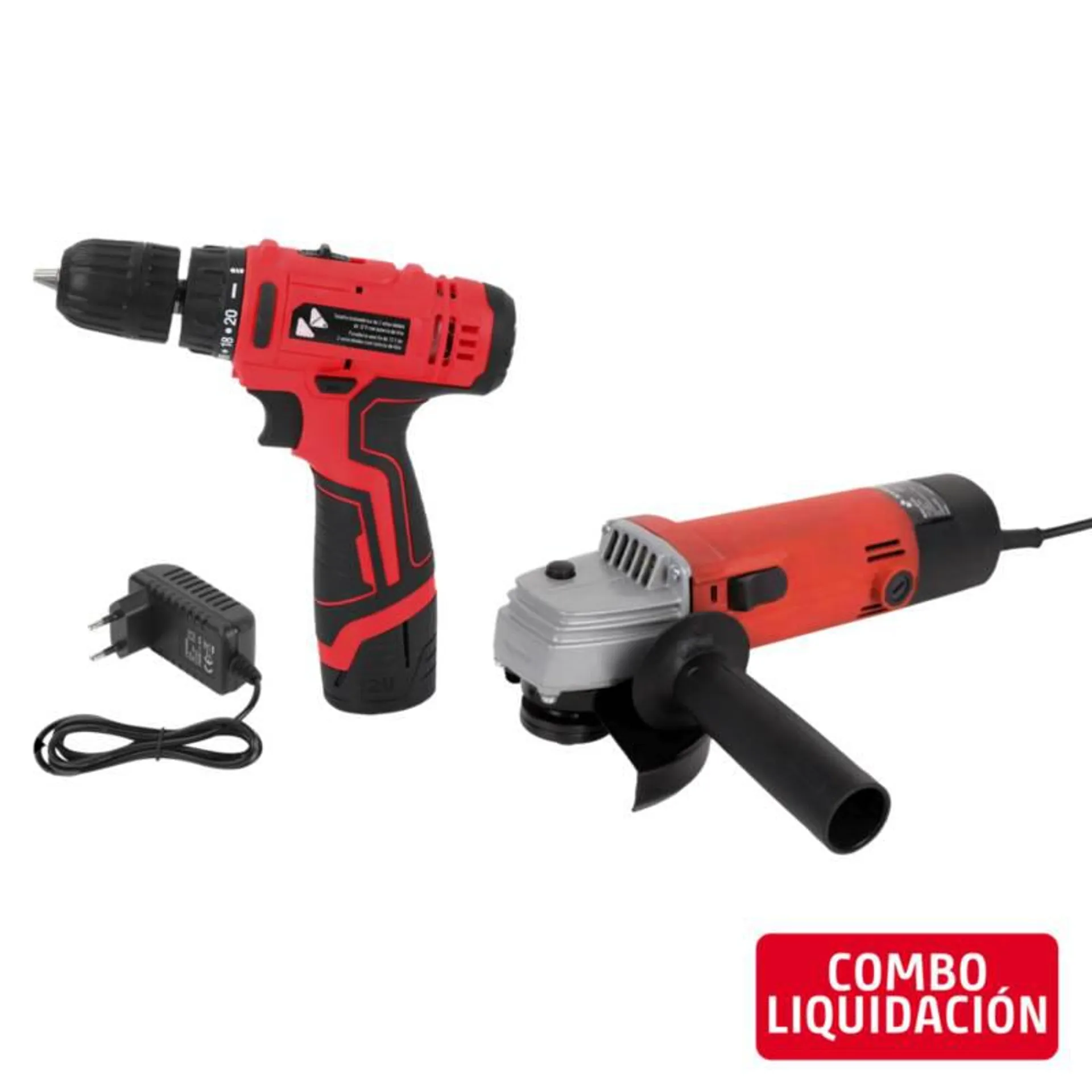 Combo Taladro Inalámbrico 12V + Batería Litio + Cargador Karson + Amoladora Angular Eléctrica 4-1/2" 500W Karson