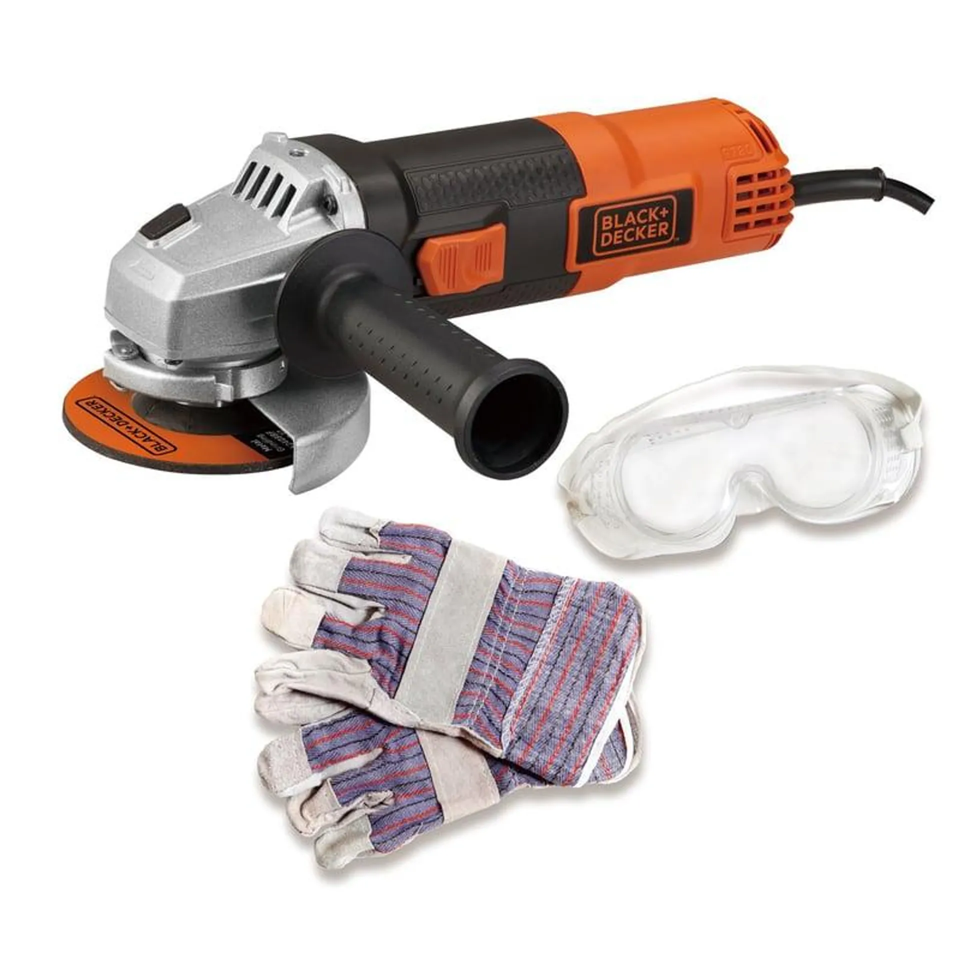 Amoladora Angular 4-1/2" 820W G720K + Guantes + Lentes Black+Decker