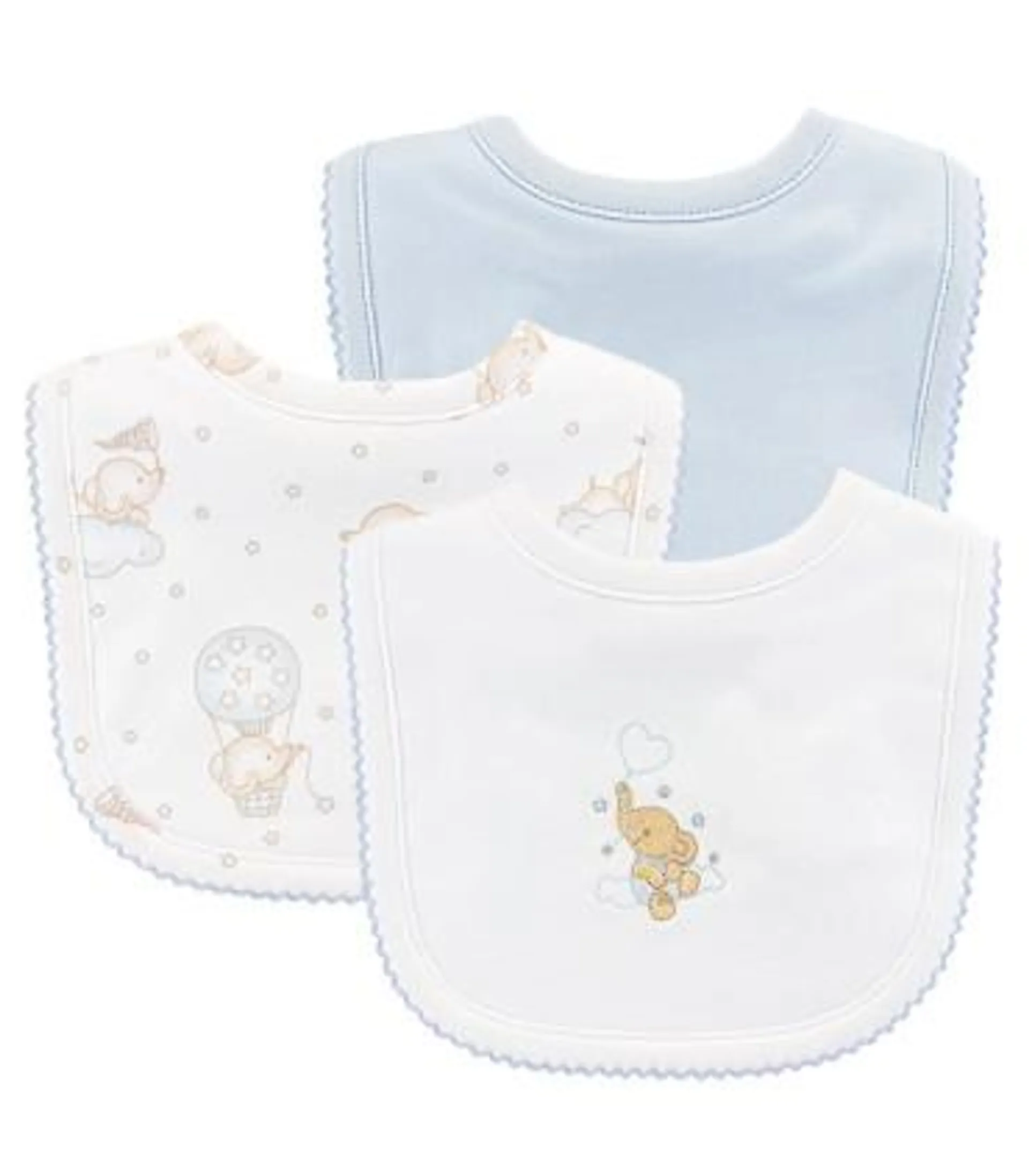 Pack De 3 Baberos De 100% Algodón Pima | Colección Baby Elephant Blue